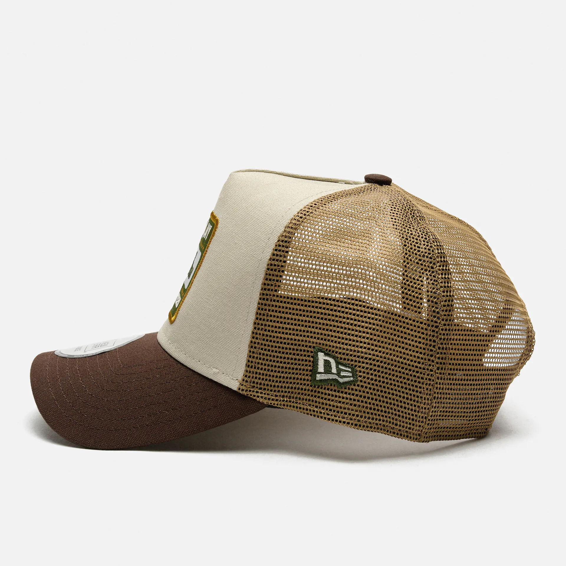 New Era Patch Cotton Canvas 9FORTY A-Frame Trucker Cap Brown