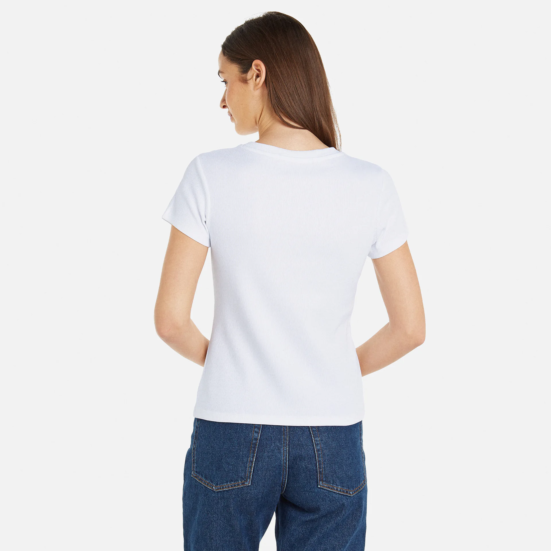 Calvin Klein Jeans Woven Label Rib Slim T-Shirt Bright White