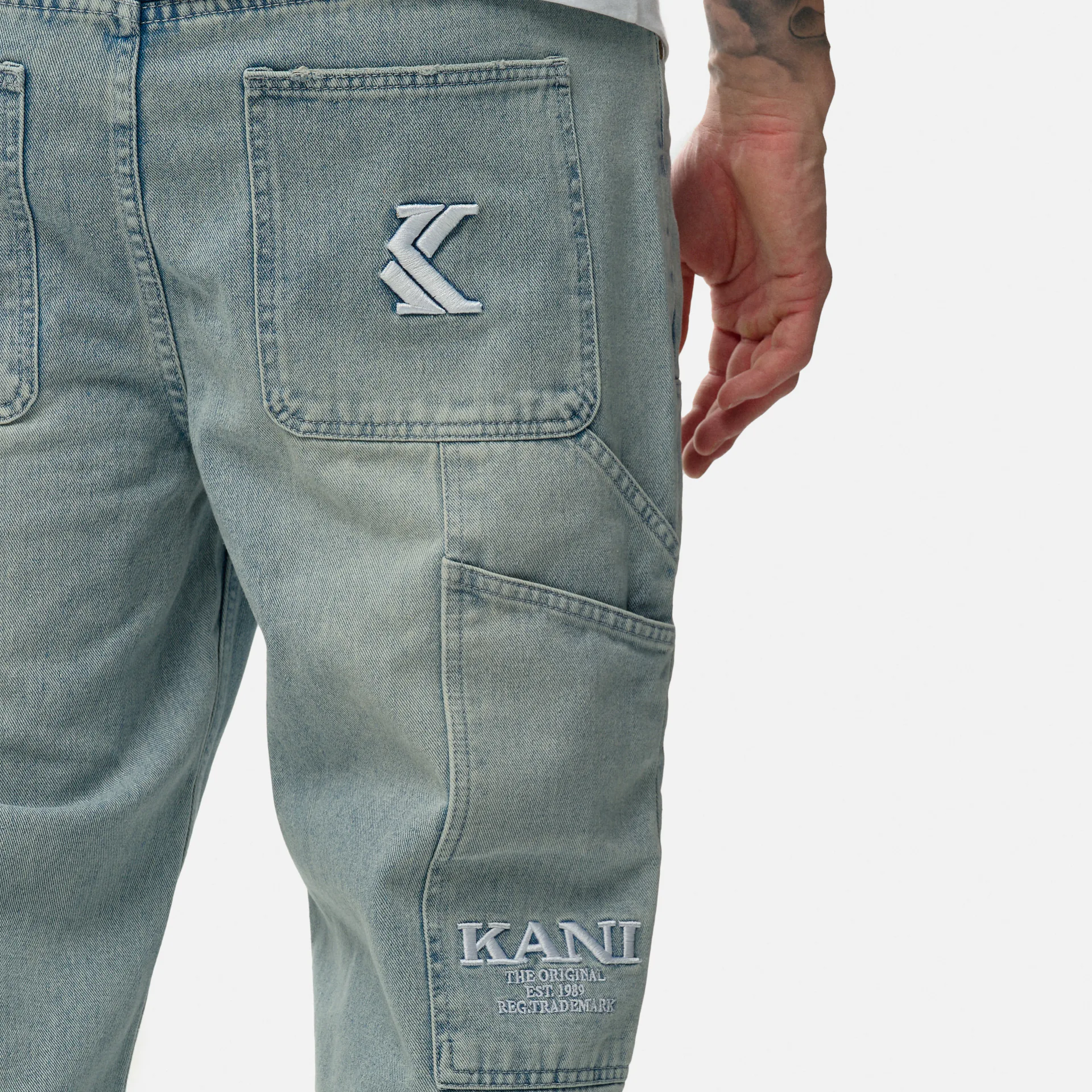 Karl Kani OG Denim Carpenter Pants Bleached Blue