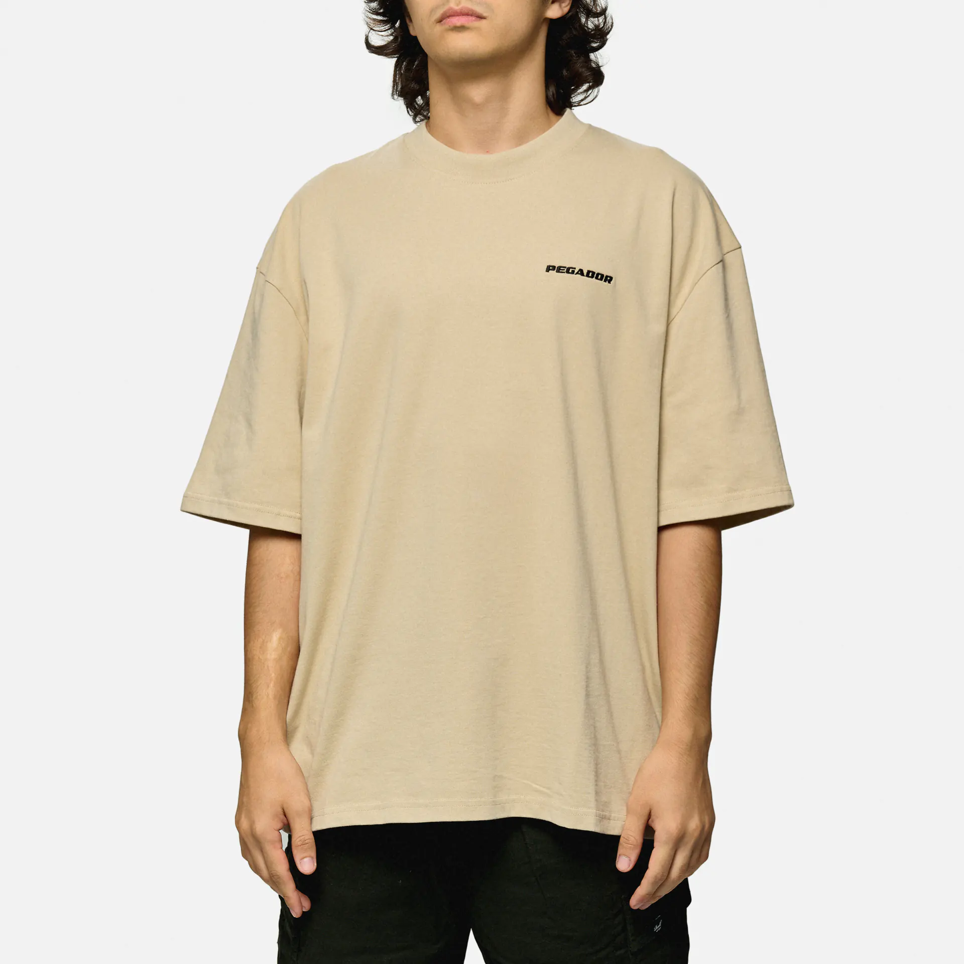 PEGADOR Logo Oversized T-Shirt Washed Light Beige