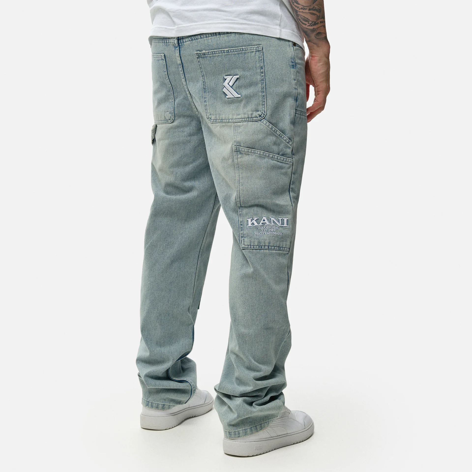 Karl Kani OG Denim Carpenter Pants Bleached Blue