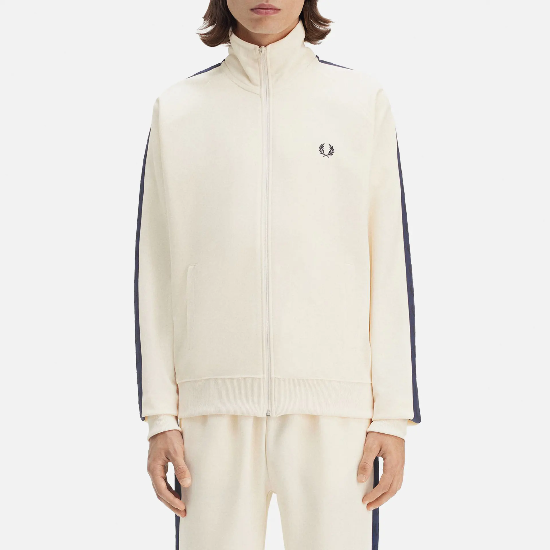 Fred Perry Contrast Tape Track Jacket Ecru/Tennis Blue