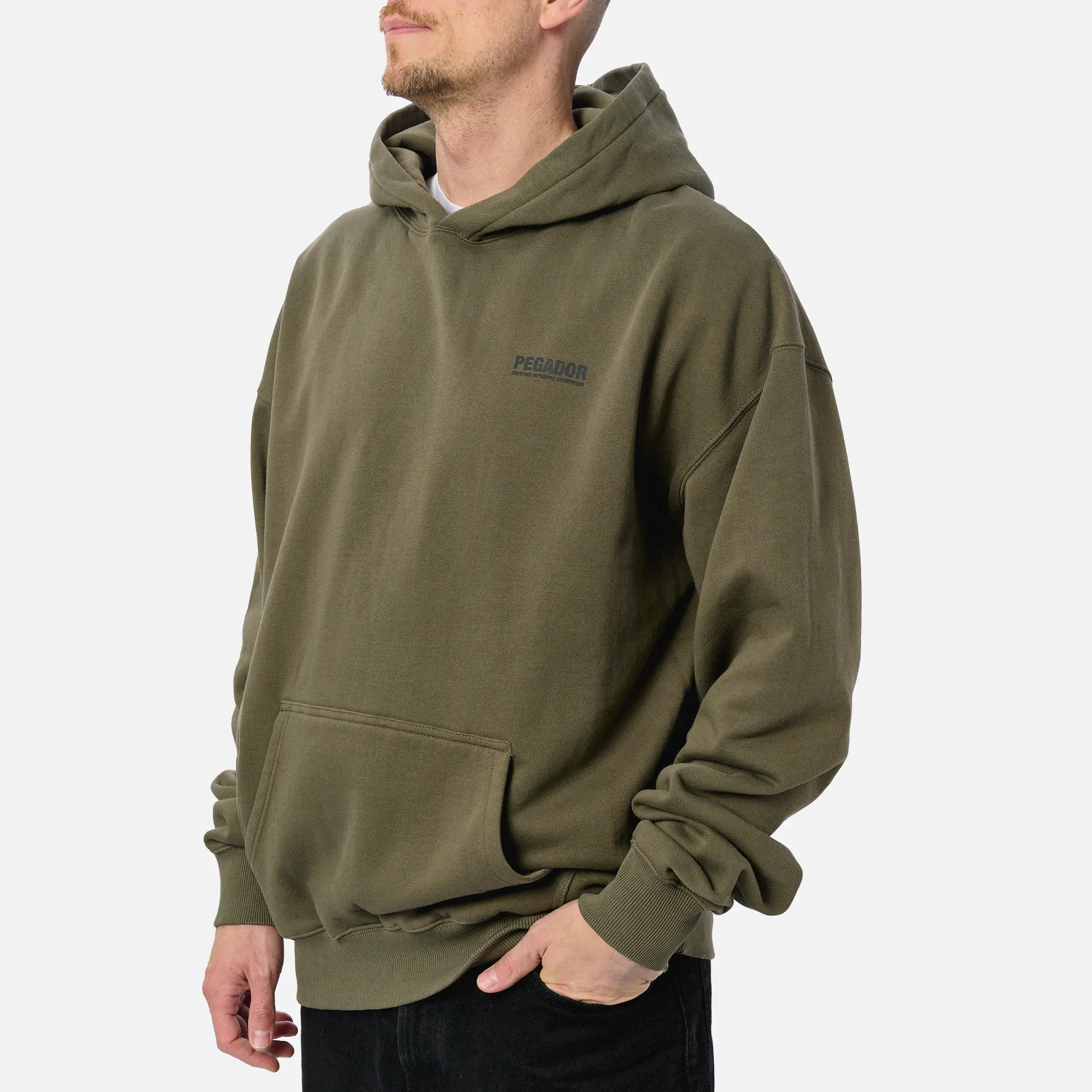 PEGADOR Clinton Oversized Hoodie Washed Faded Olive