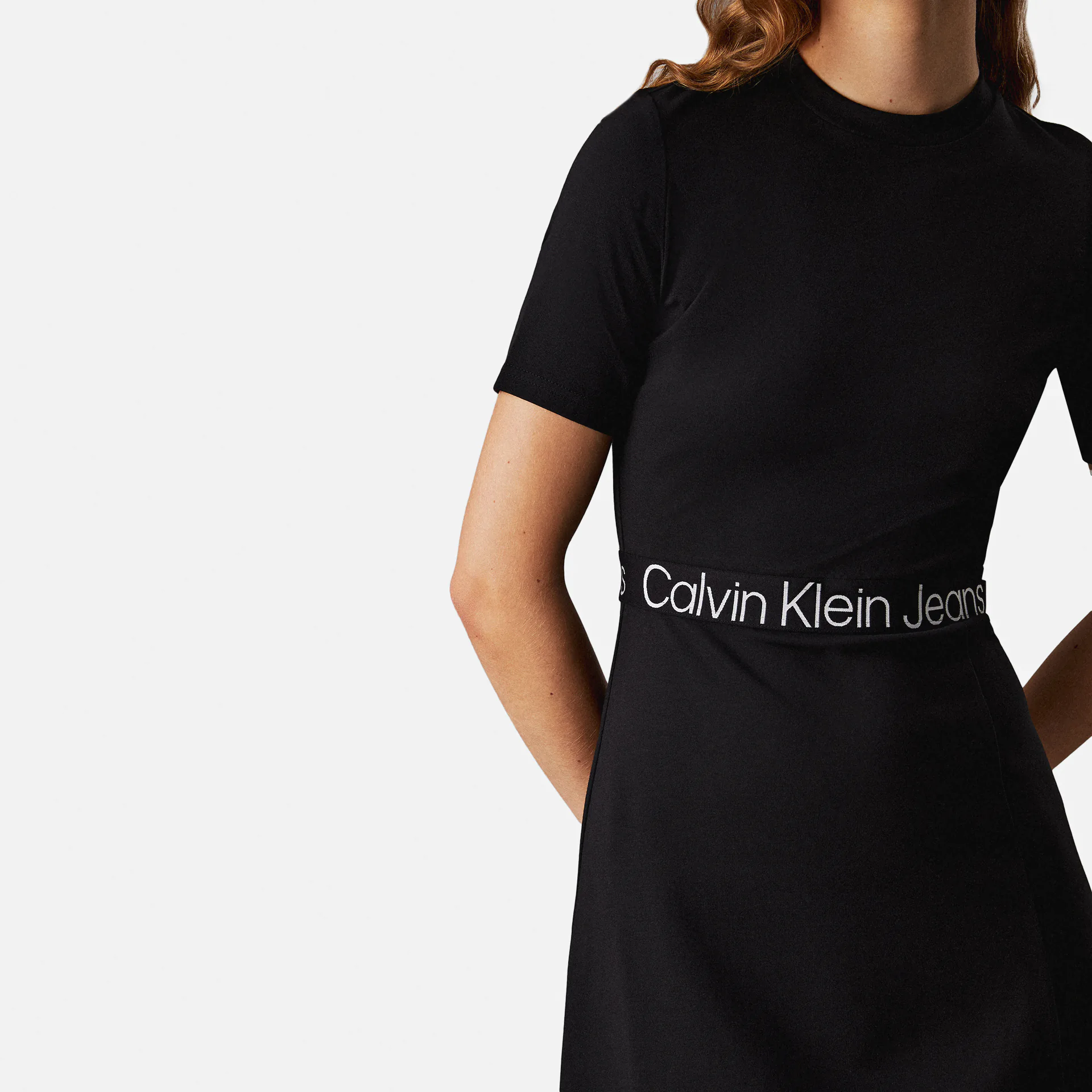 Calvin Klein Jeans Tape Milano Short Sleeve Dress Black