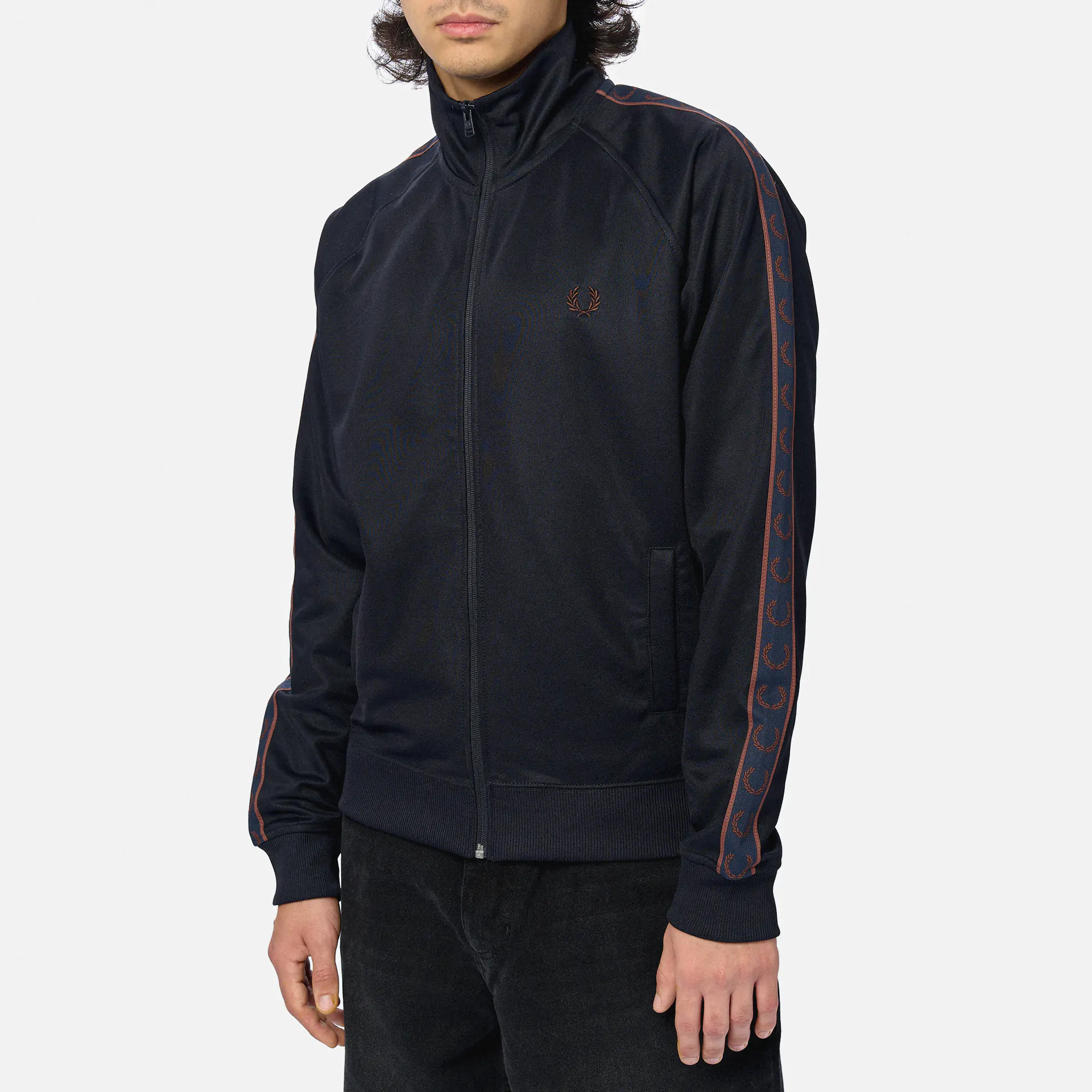 Fred Perry Contrast Tape Track Jacket Navy/Carrington Brick