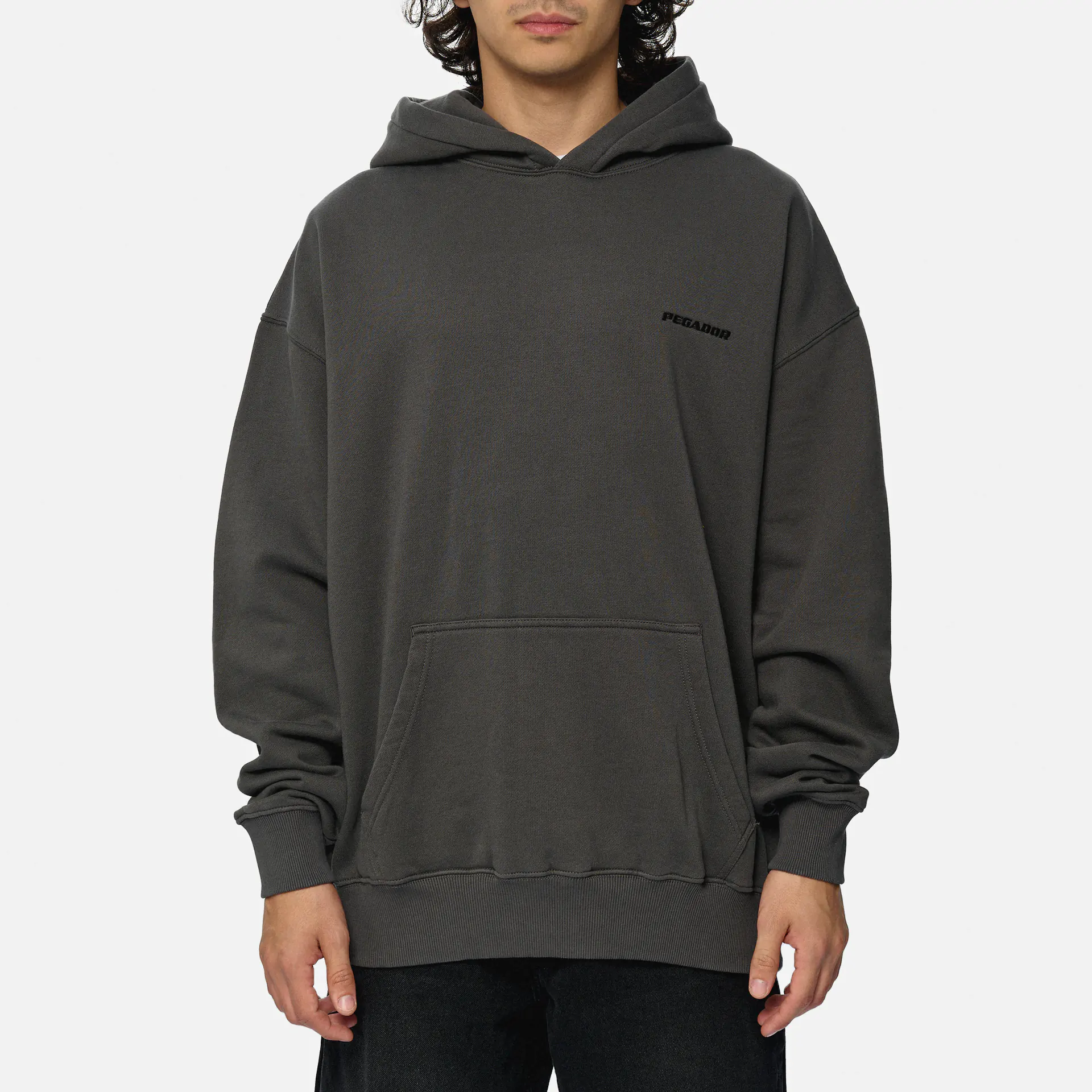 PEGADOR Logo Oversized Hoodie Washed Anthracite