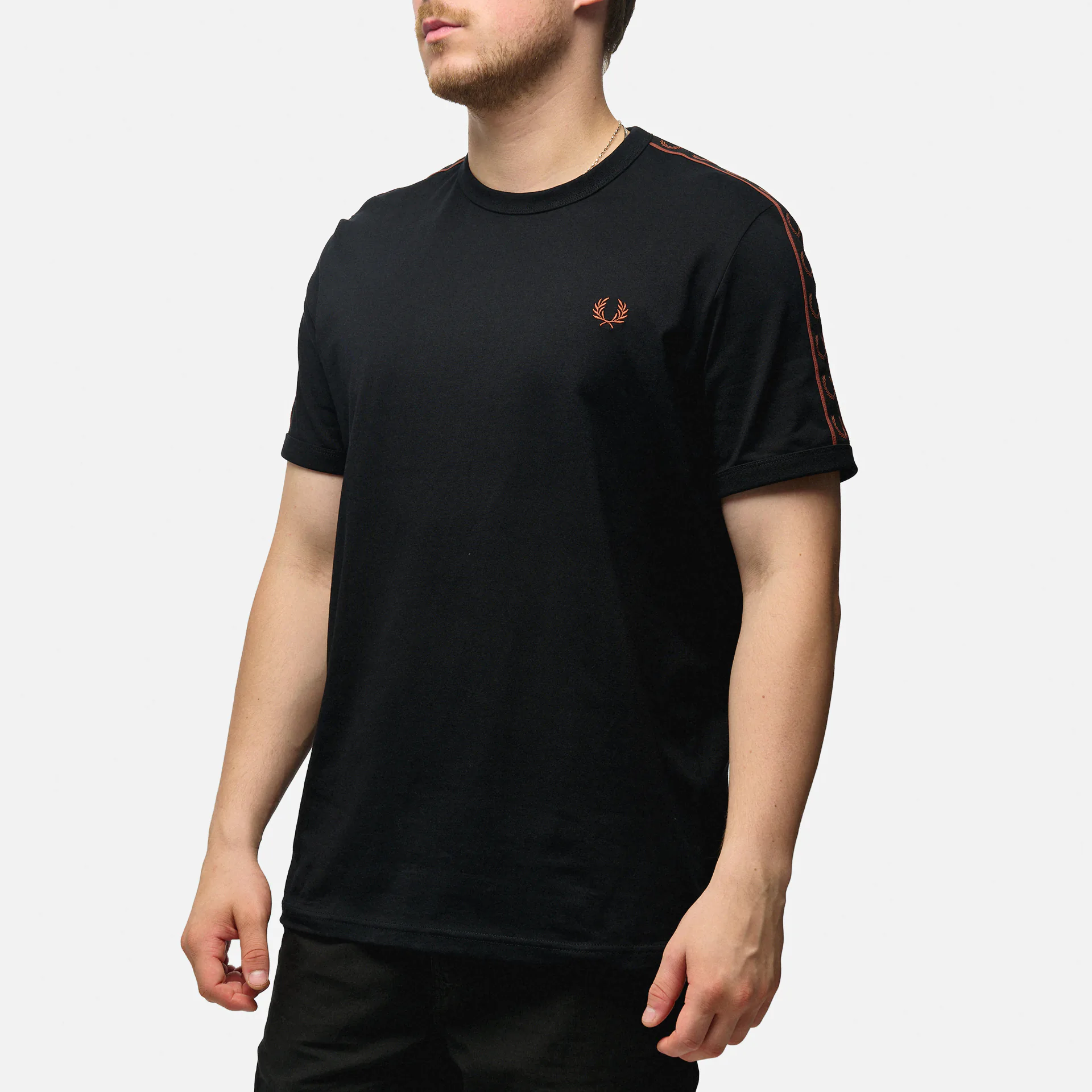 Fred Perry Contrast Tape Ringer T-Shirt Black/Whisky Brown