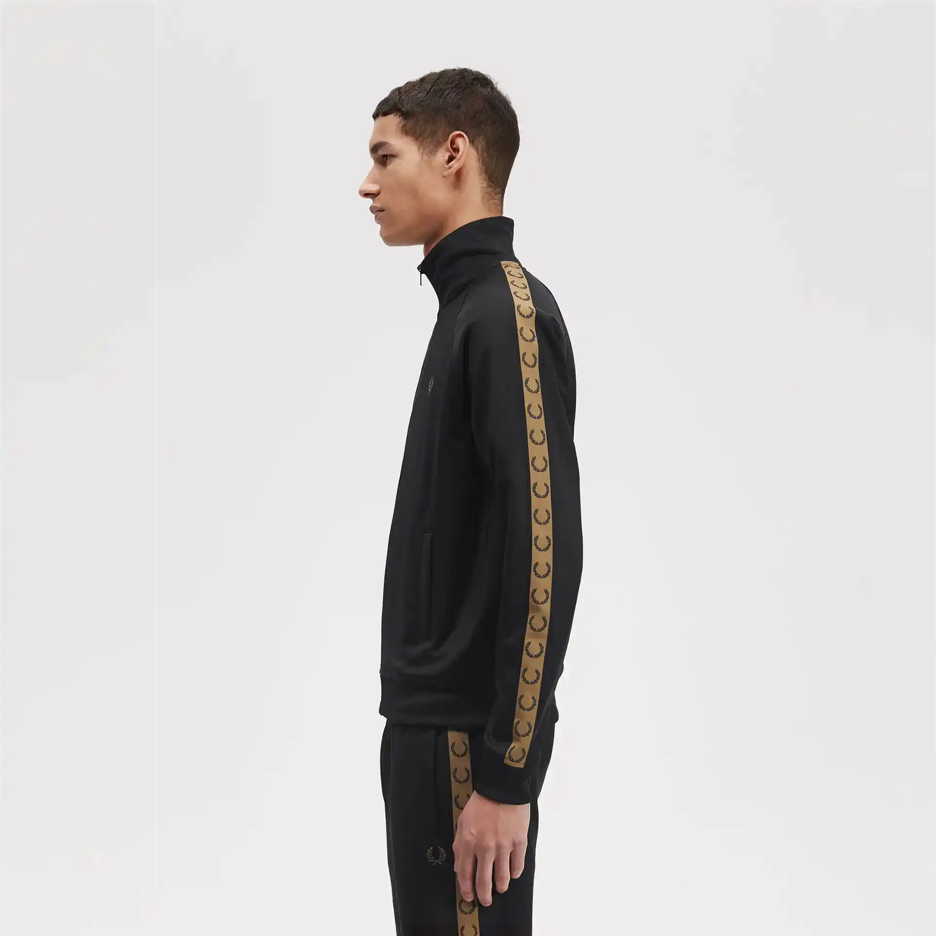 Fred Perry Contrast Taped Track Jacket Black/Shaded Stone