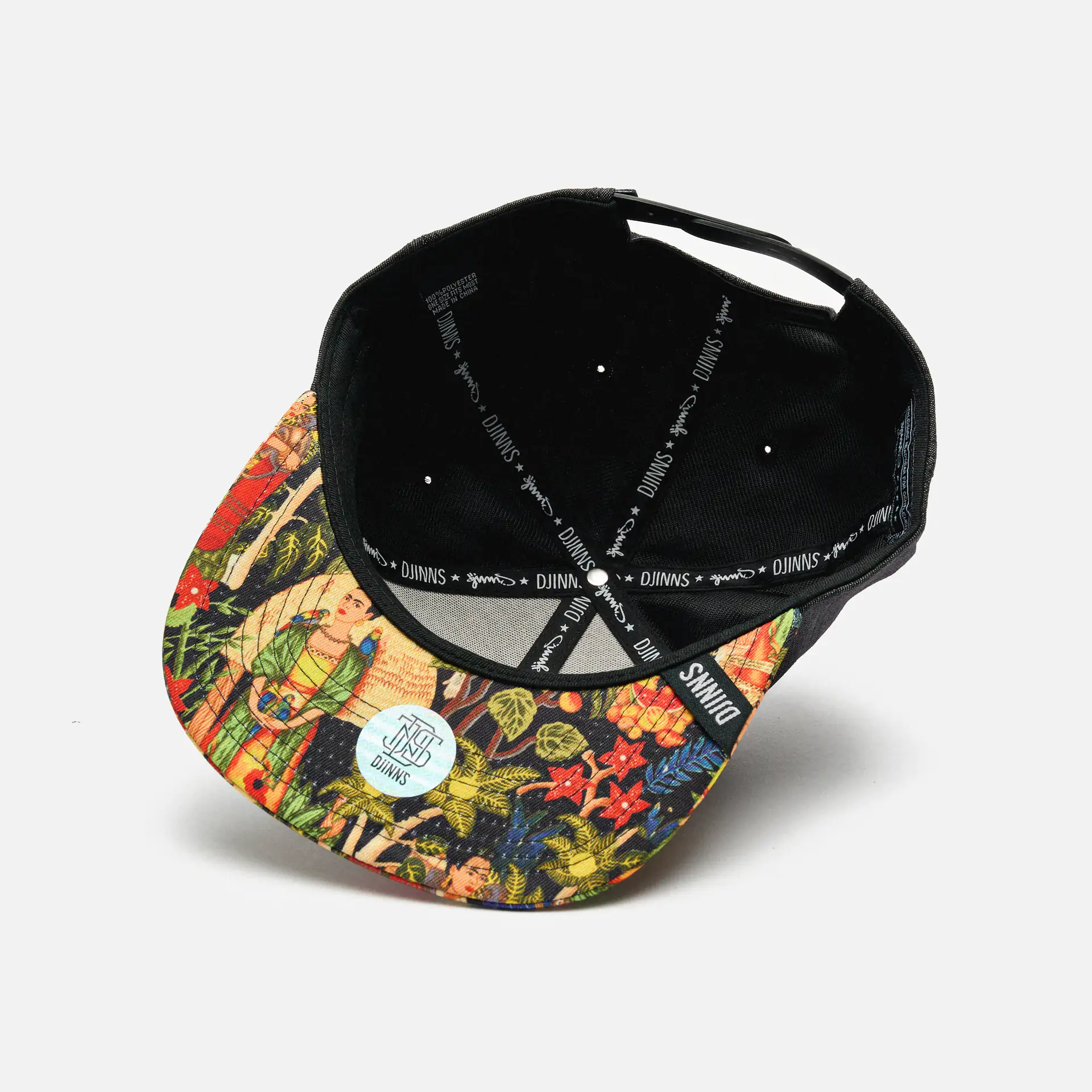 DJINNS 6 Panel Snapback Cap Frida Linen Rev. Black