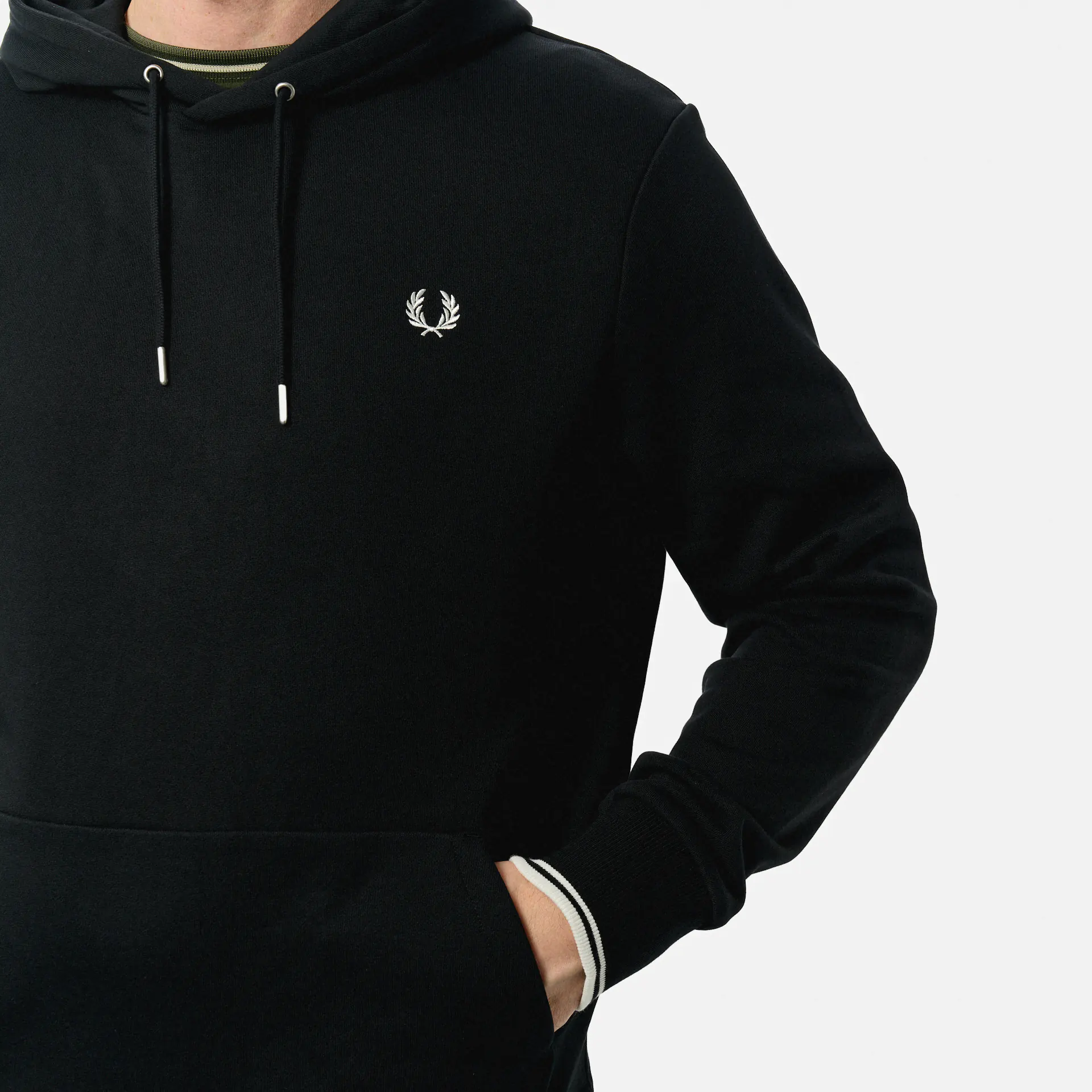 Fred Perry Tipped Hooded Sweatshirt Black/White