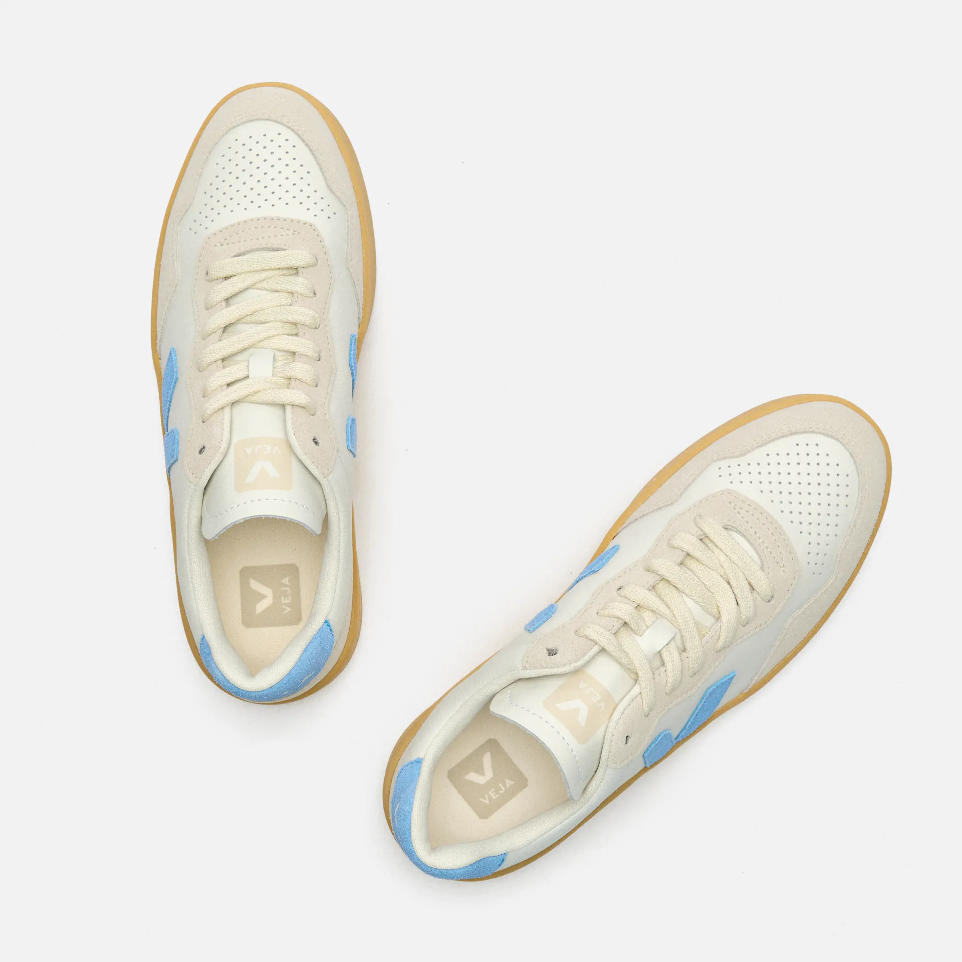 Veja V-90 Leather Sneaker Extra White Aqua Natural