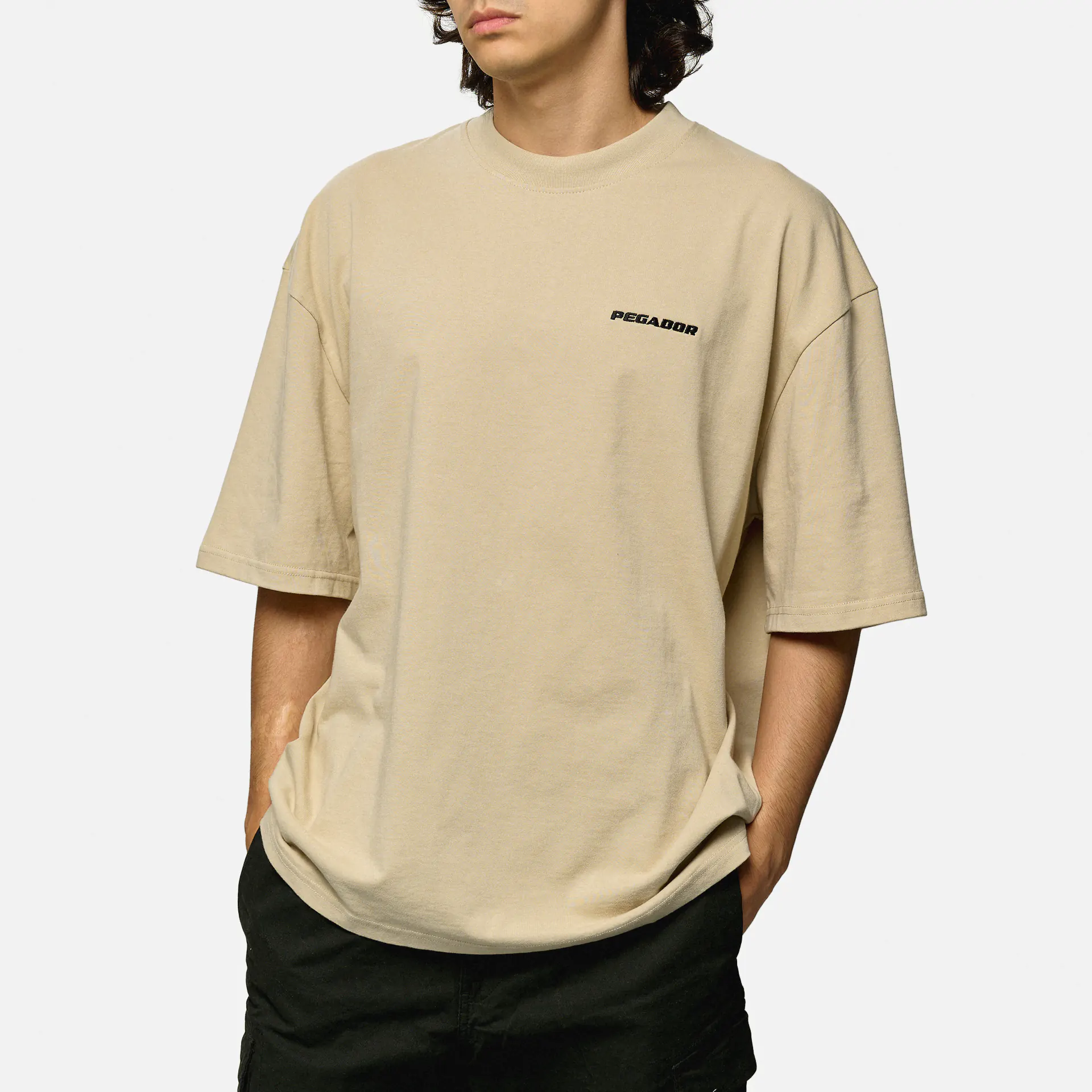 PEGADOR Logo Oversized T-Shirt Washed Light Beige