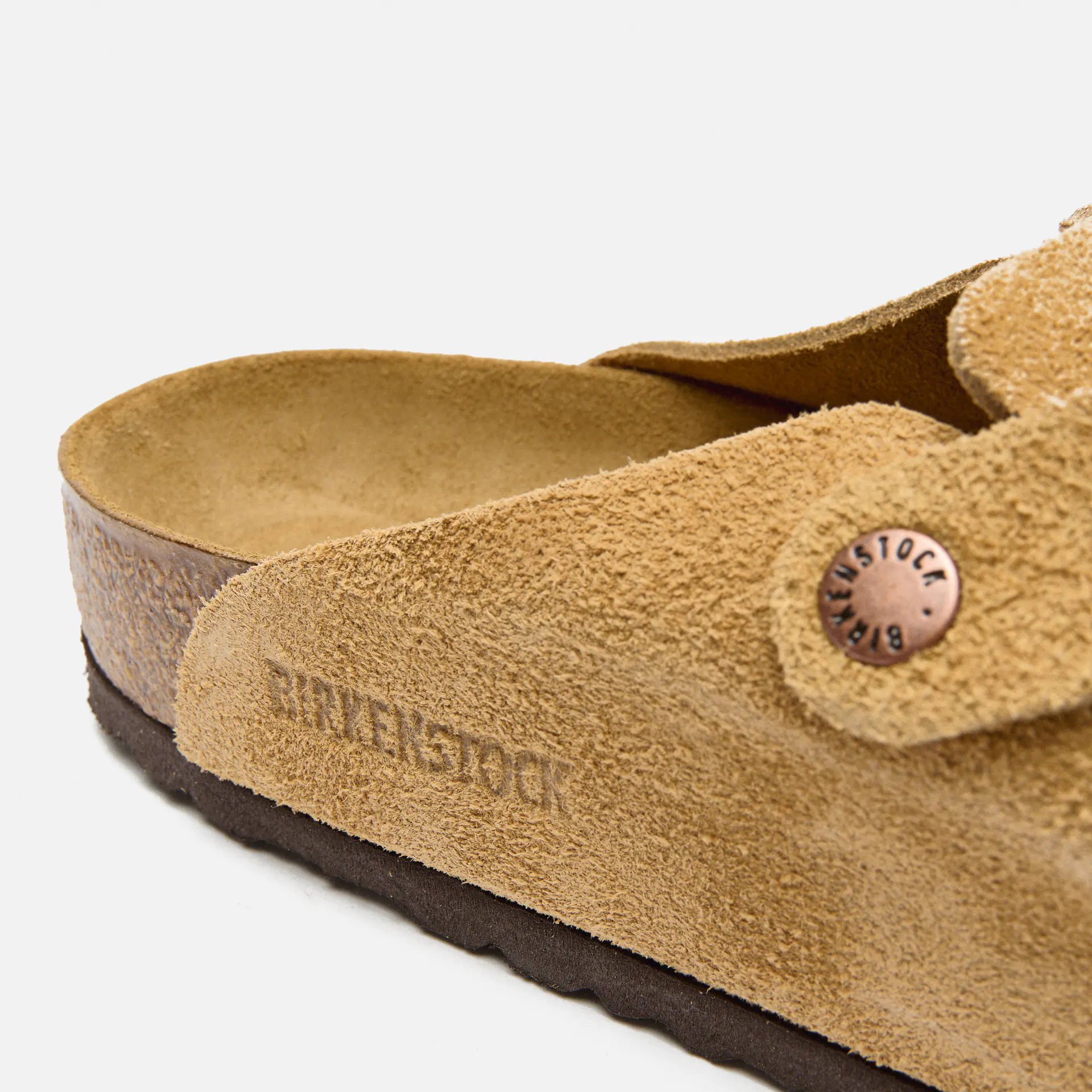 Birkenstock Boston Suede Leather Sandals Latte Cream