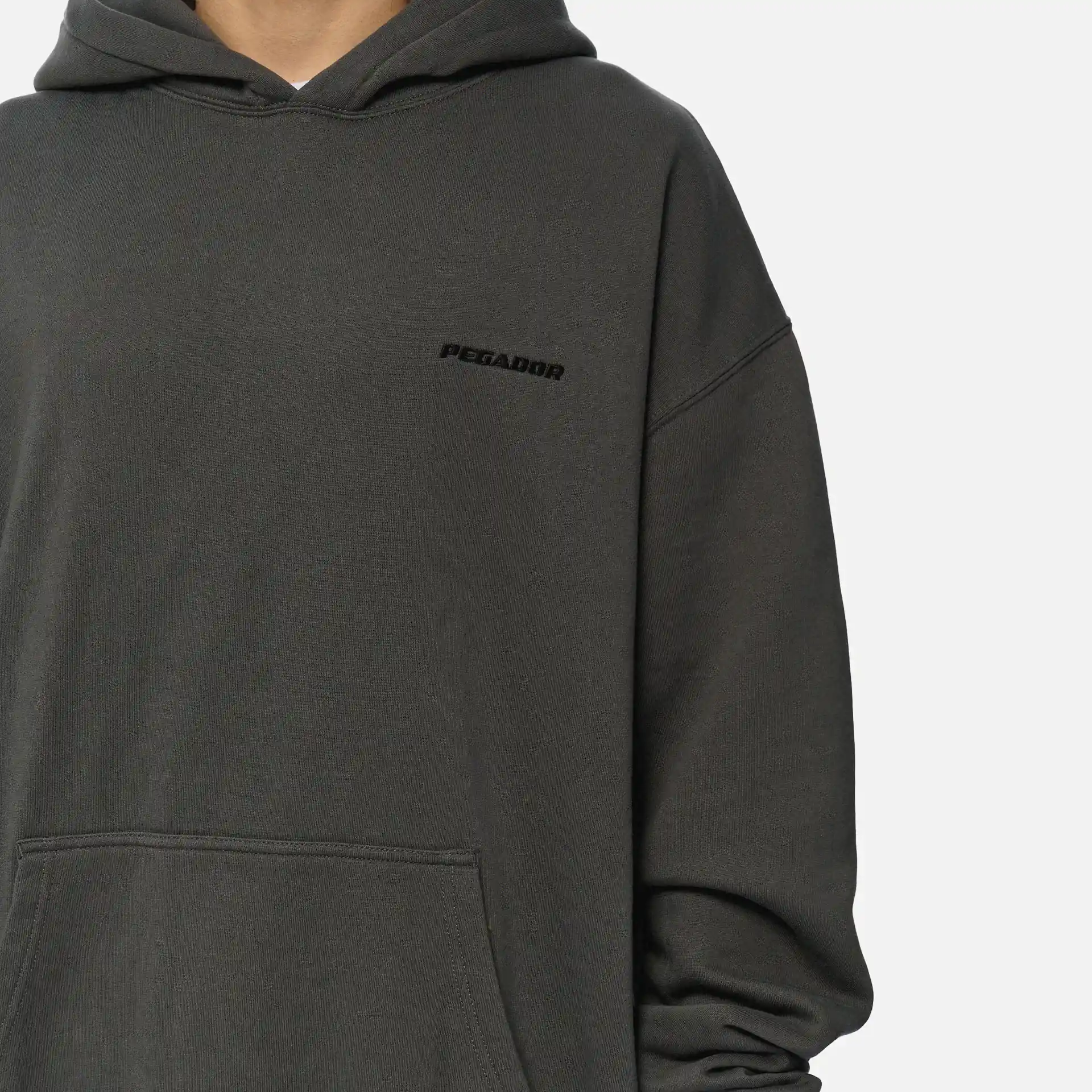 PEGADOR Logo Oversized Hoodie Washed Anthracite