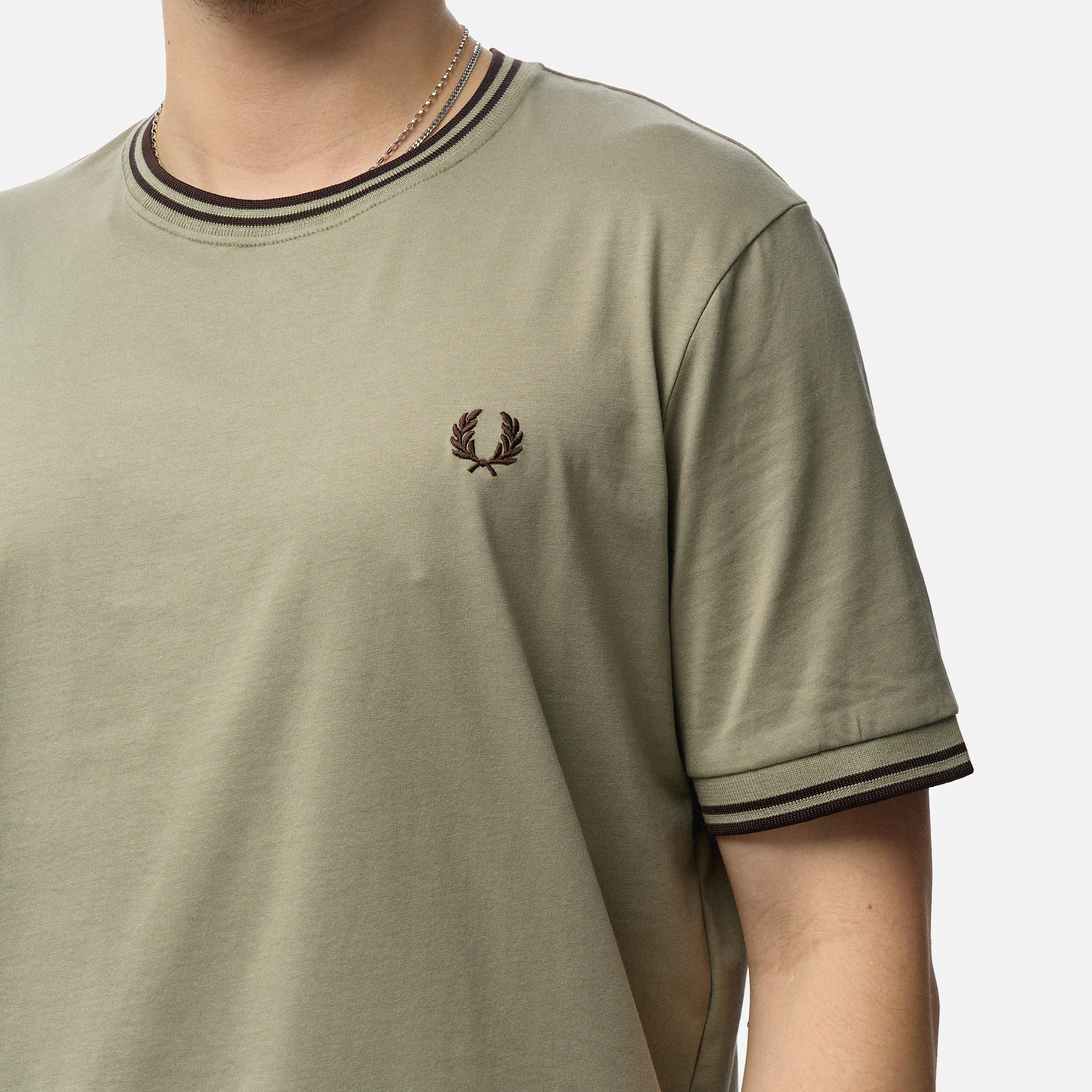 Fred Perry Twin Tipped T-Shirt Warm Grey/Brick