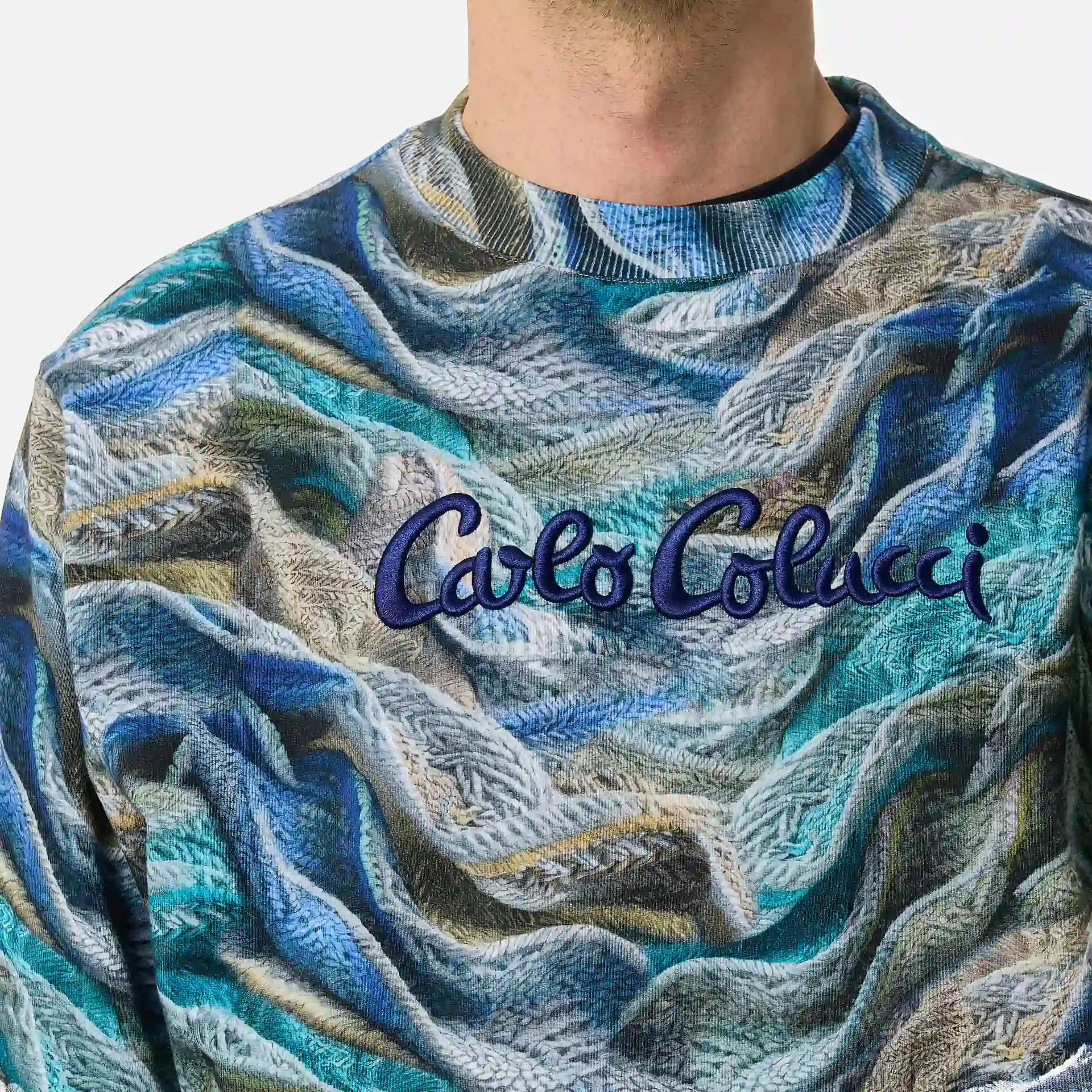 Carlo Colucci Artificial Knit Sweatshirt Navy Multi