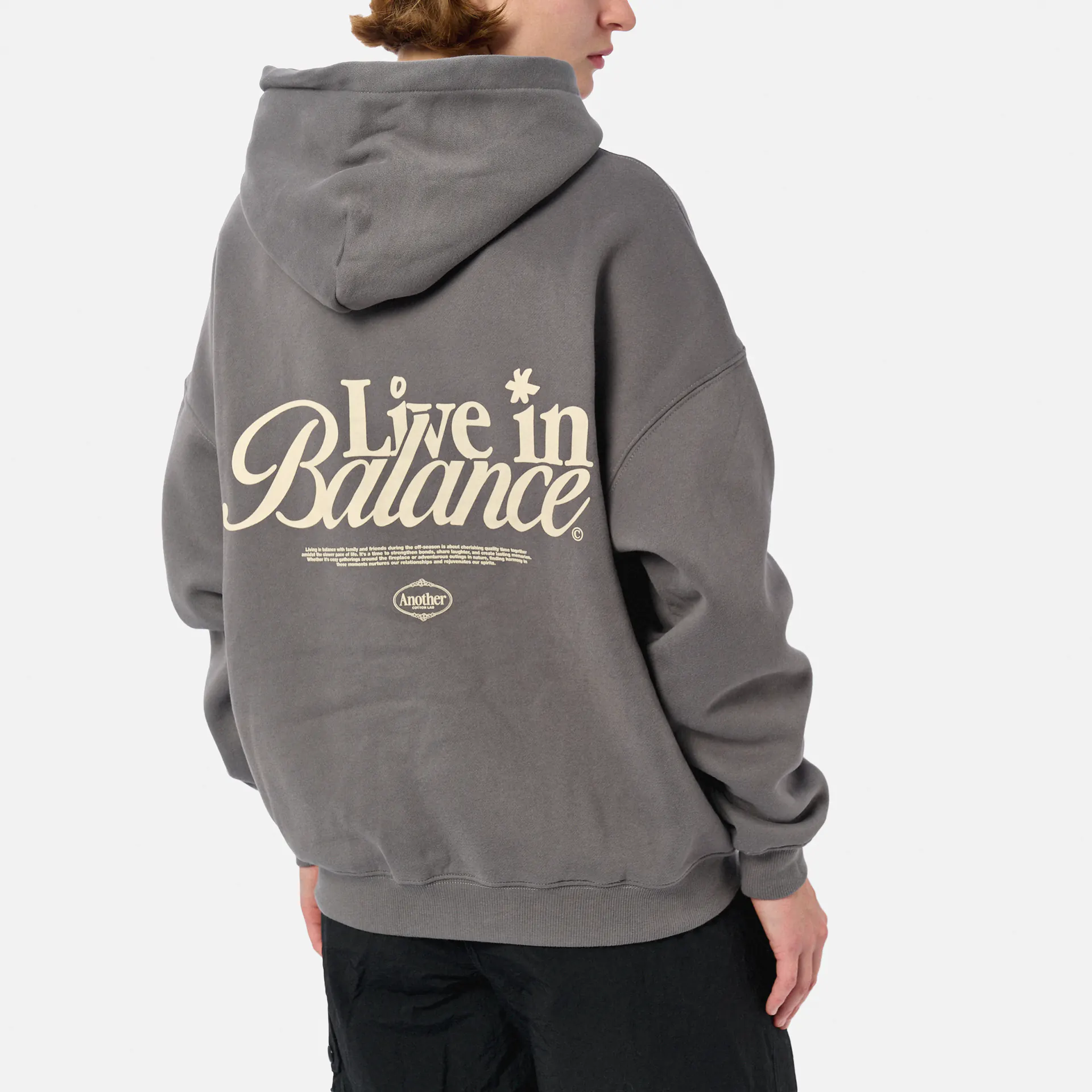 Another Cotton Live in Balance Heavy Oversized Hoodie Grey