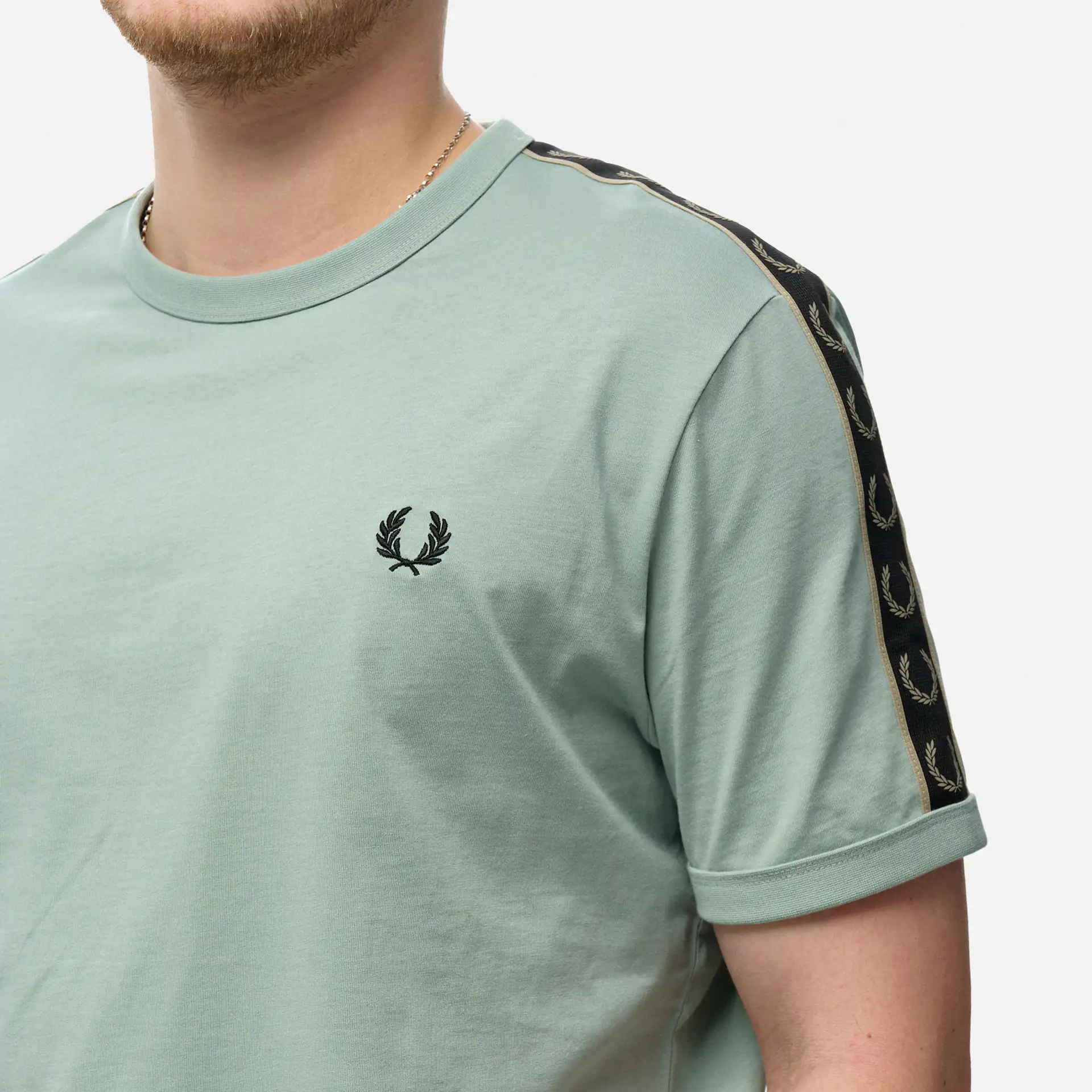 Fred Perry Contrast Tape Ringer T-Shirt Silver Blue/Warm Grey