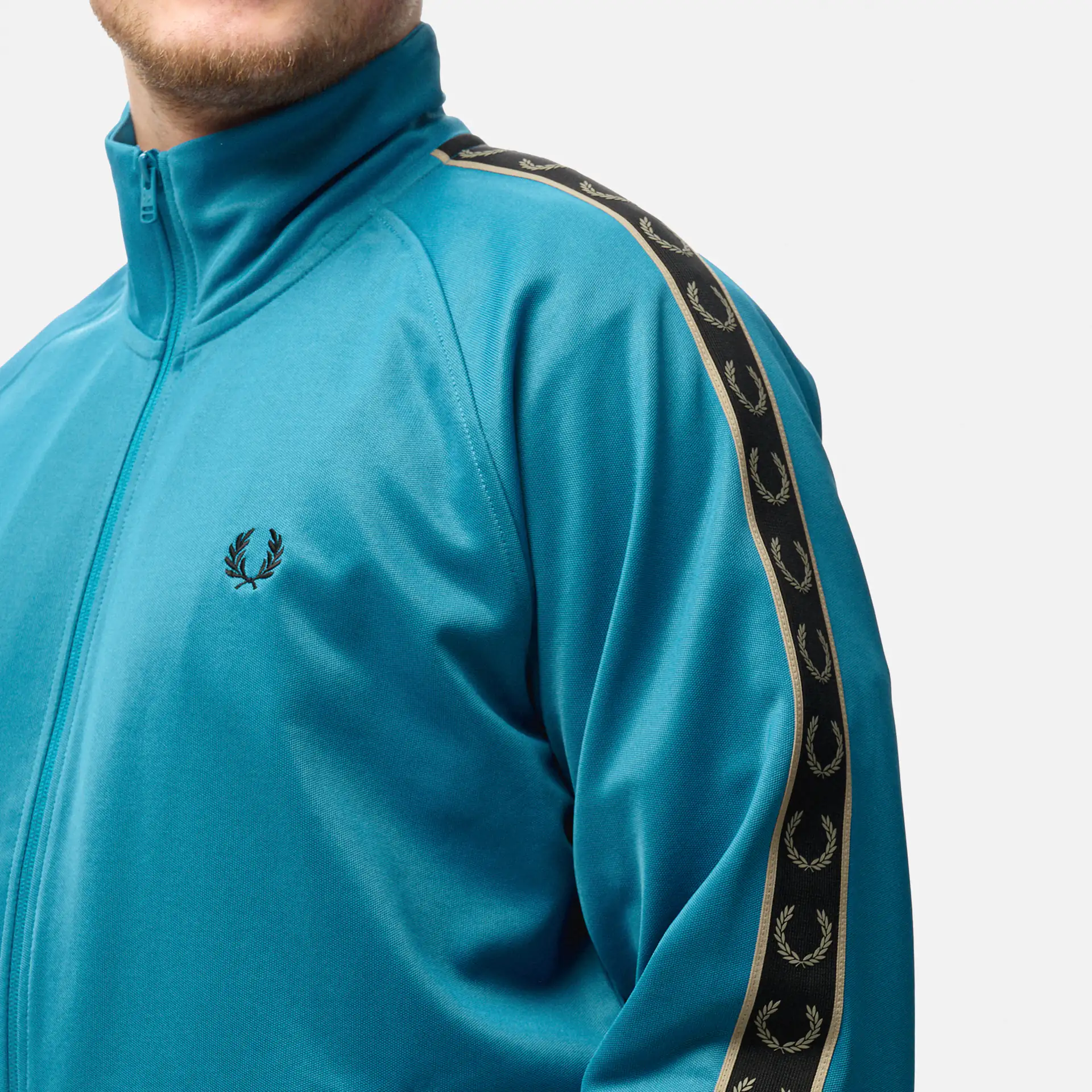 Fred Perry Contrast Tape Track Jacket Runaway Bay Ocean/Black