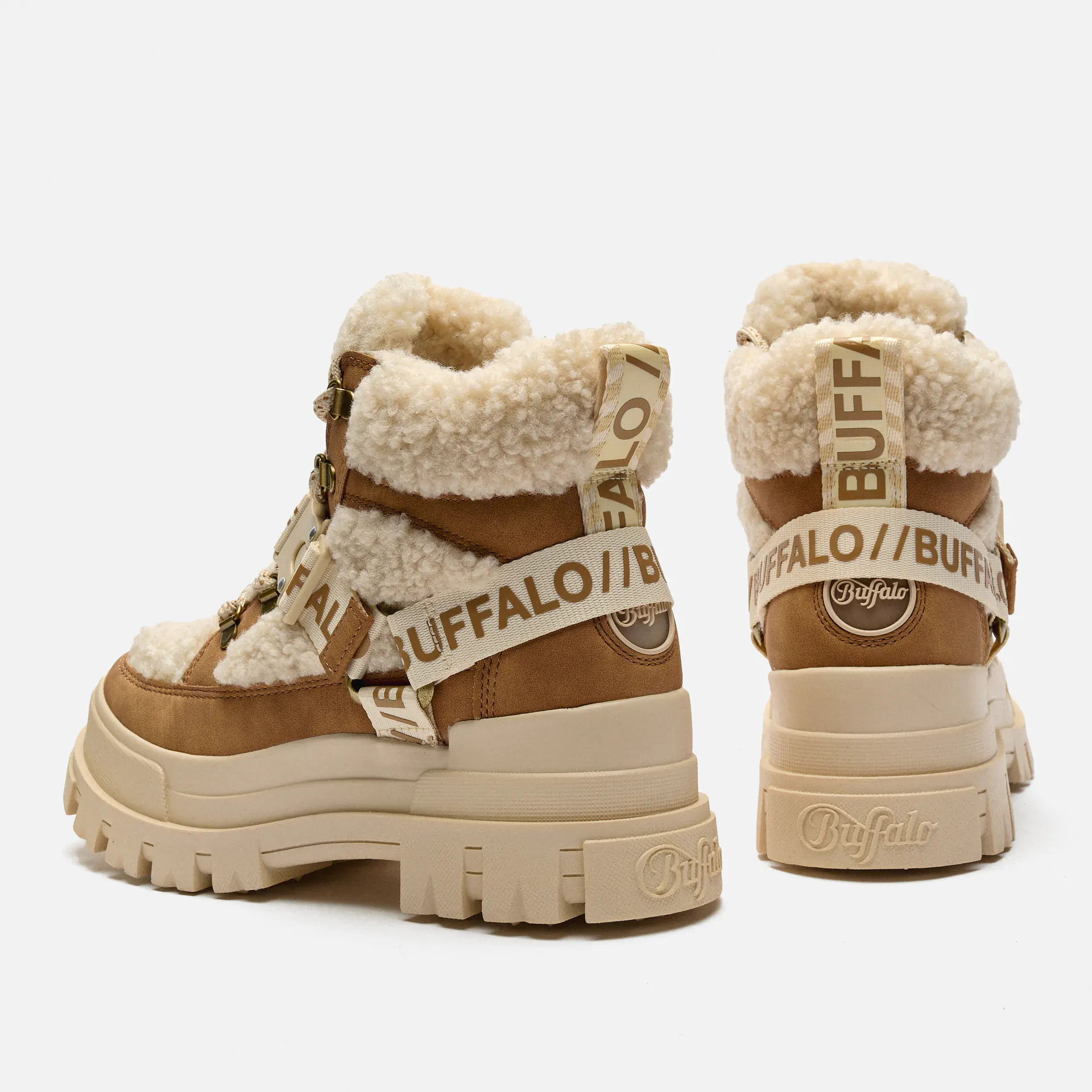 Buffalo Aspha COM Vegan Nubuck/Fur Mid Warm Boots Beige/Brown