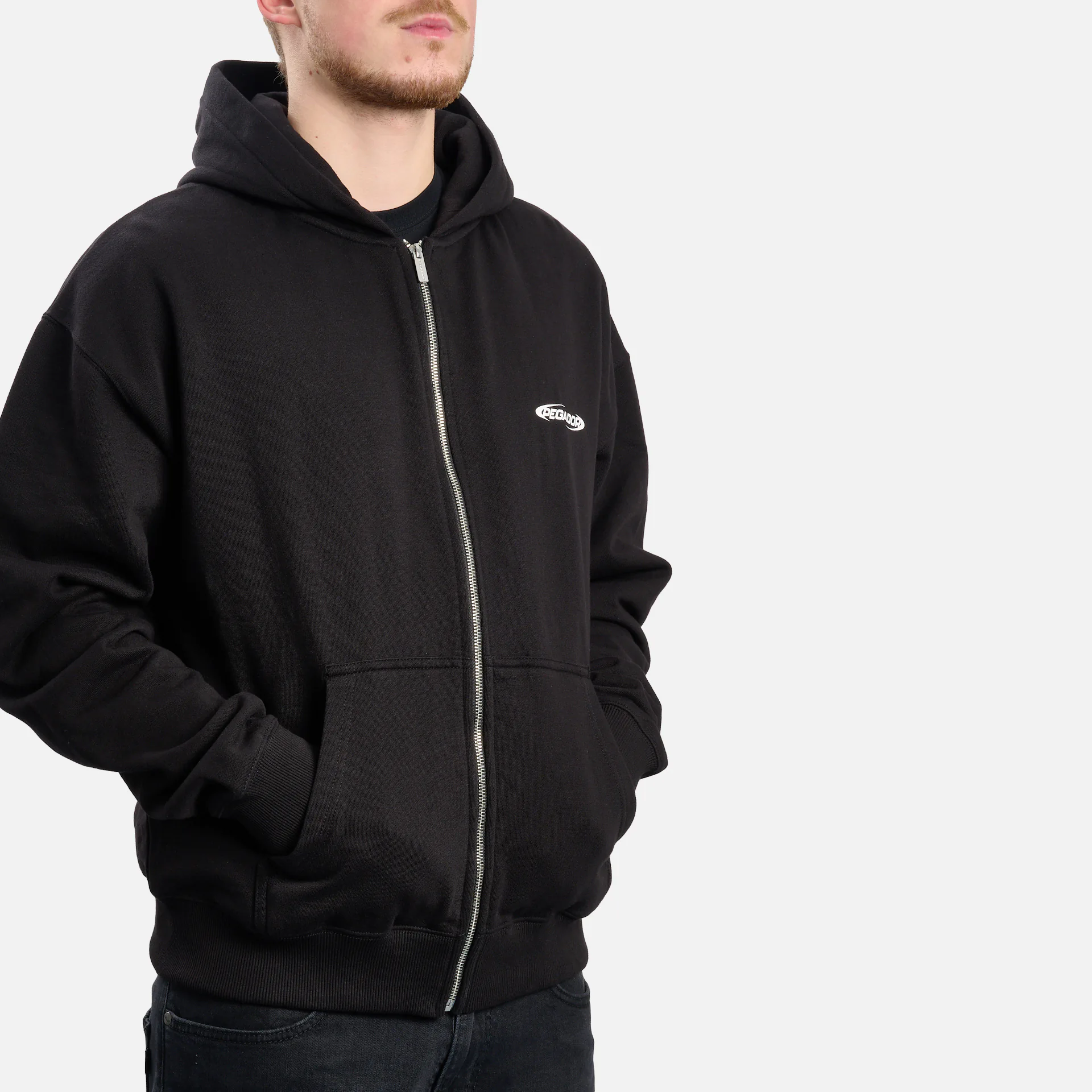 PEGADOR Crail Oversized Zip Hoodie Black