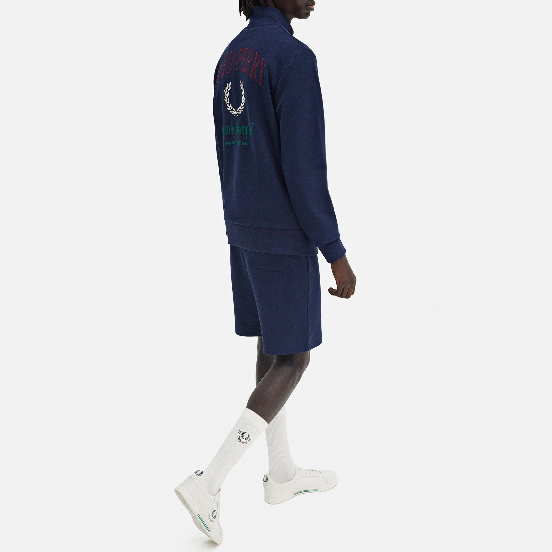 Fred Perry Embroidered Champion Half Zip Tennis Blue