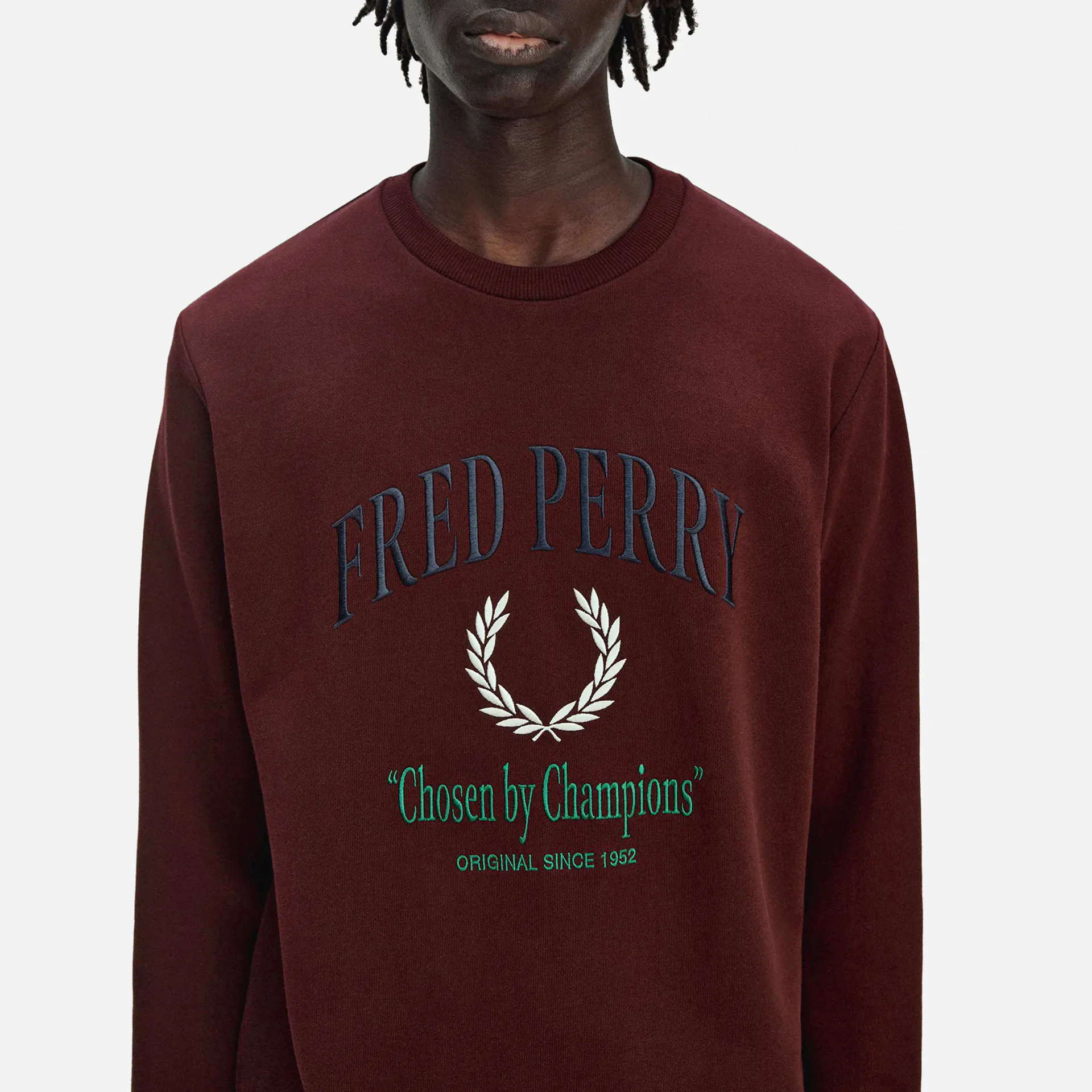 Fred Perry Embroidered Champion Sweatshirt Oxblood