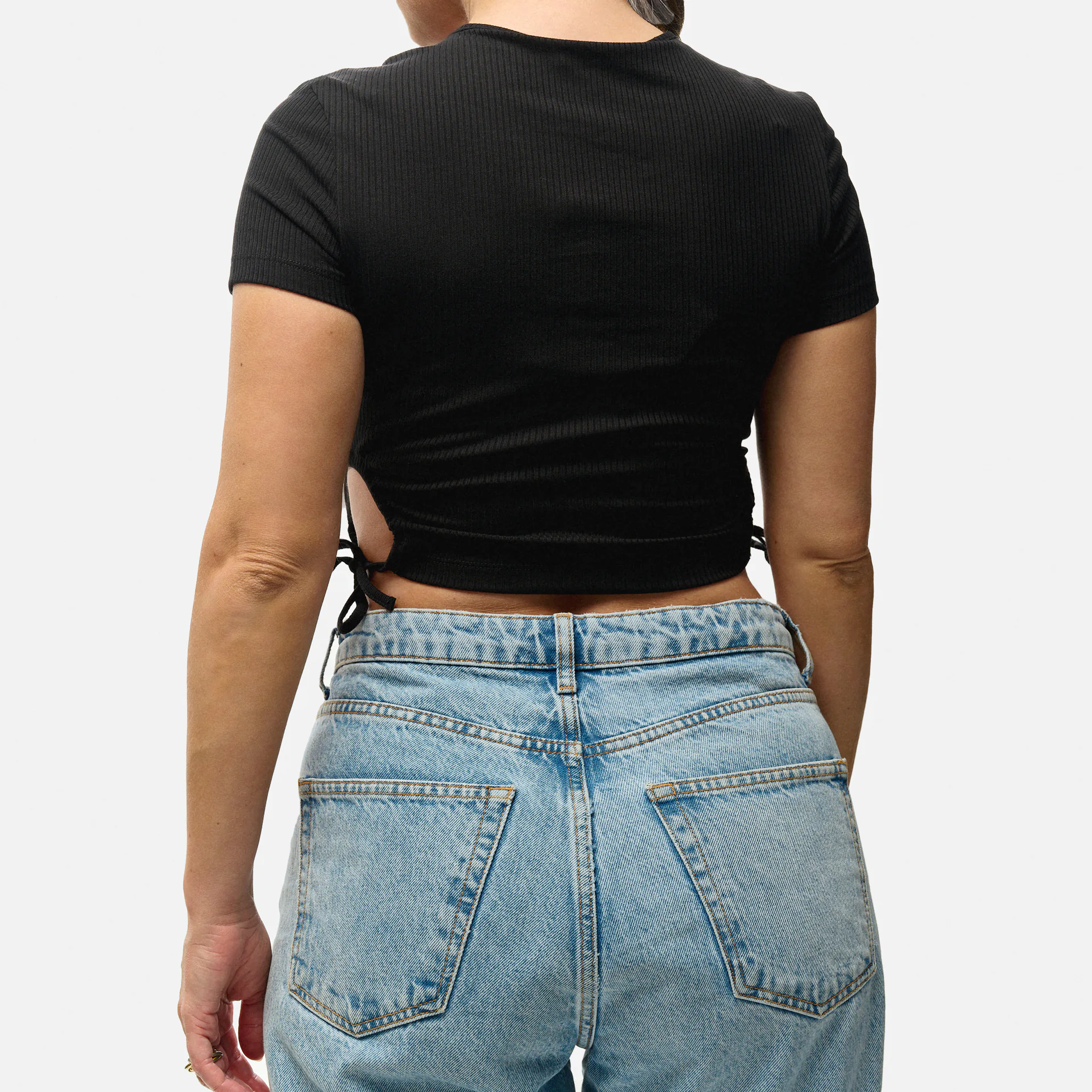 Tommy Jeans Crop Top Gatherings Rib Top Black