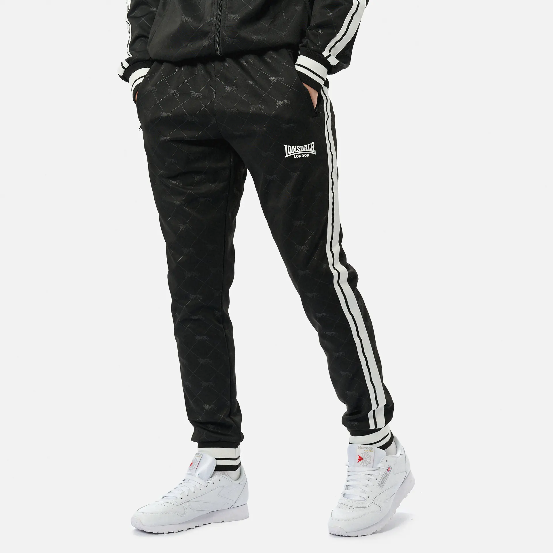 Lonsdale ASHWELL Track Suit Black/White