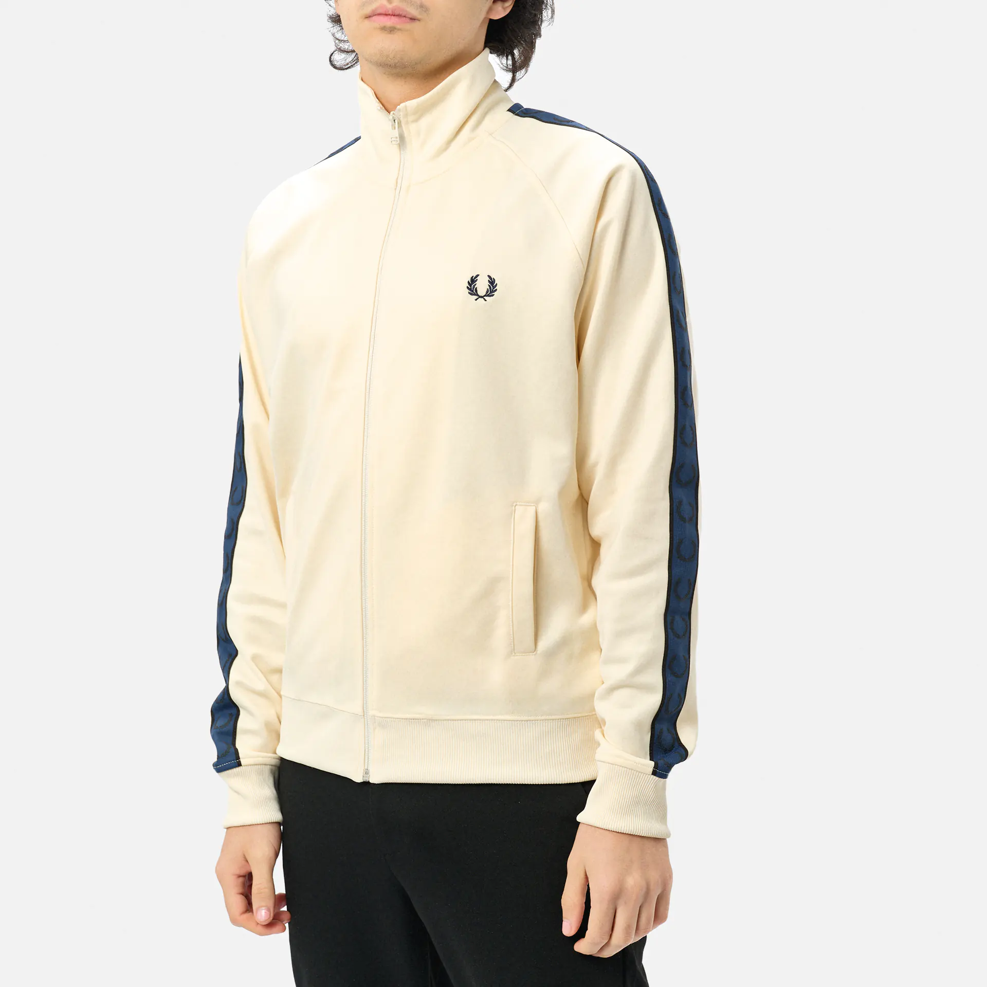 Fred Perry Contrast Tape Track Jacket Ecru/Tennis Blue