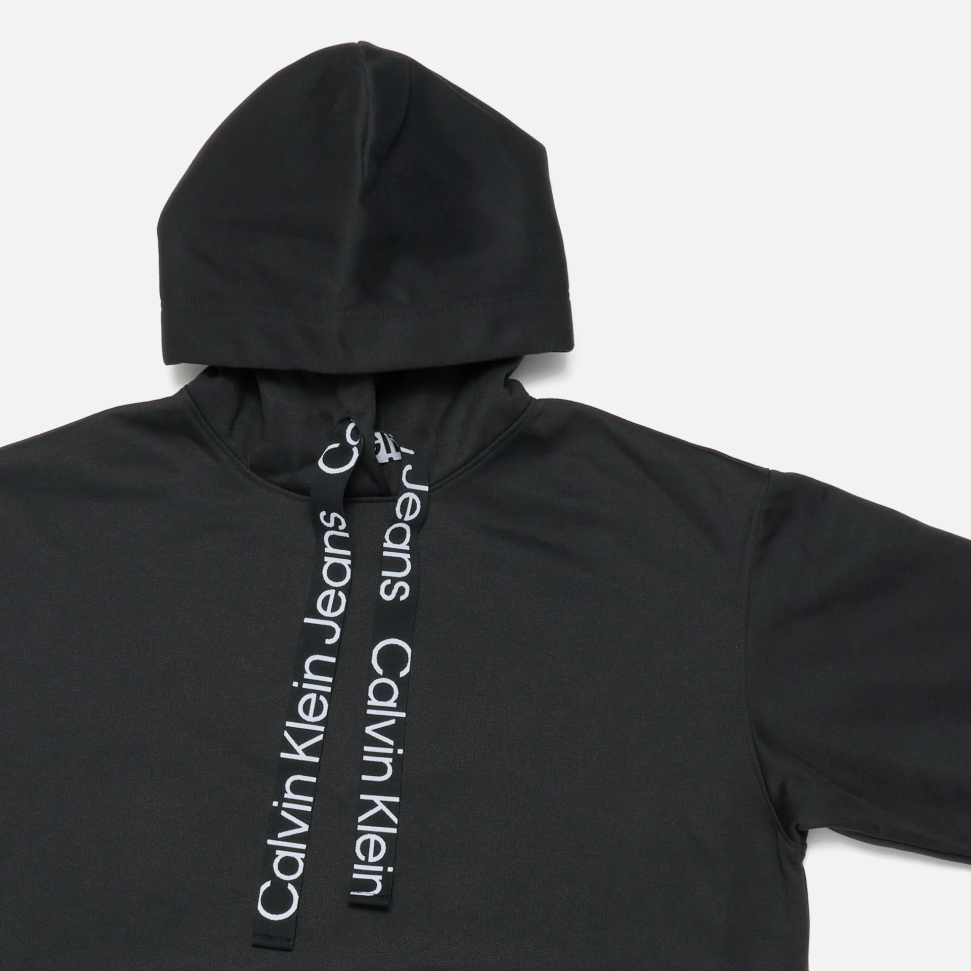 Calvin Klein Jeans Logo Drawcord Hoodie Black/Bright White