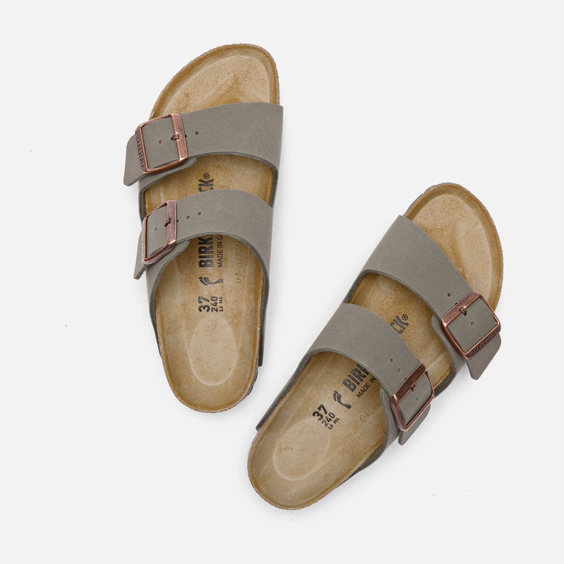 Birkenstock Arizona Birko-Flor Nubuck Sandals Narrow Stone