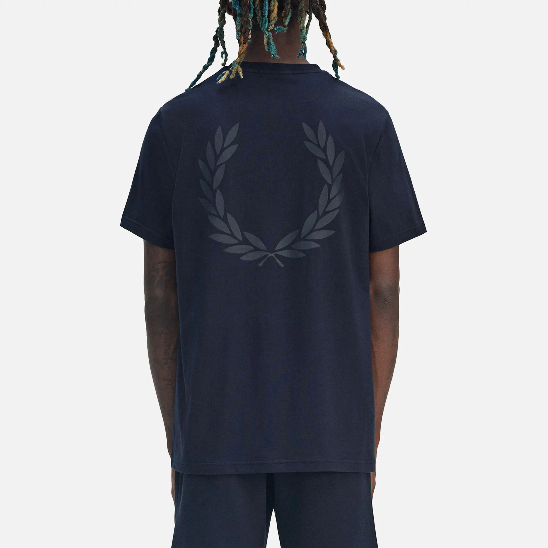 Fred Perry Rear Powder Laurel Graphic T-Shirt Navy