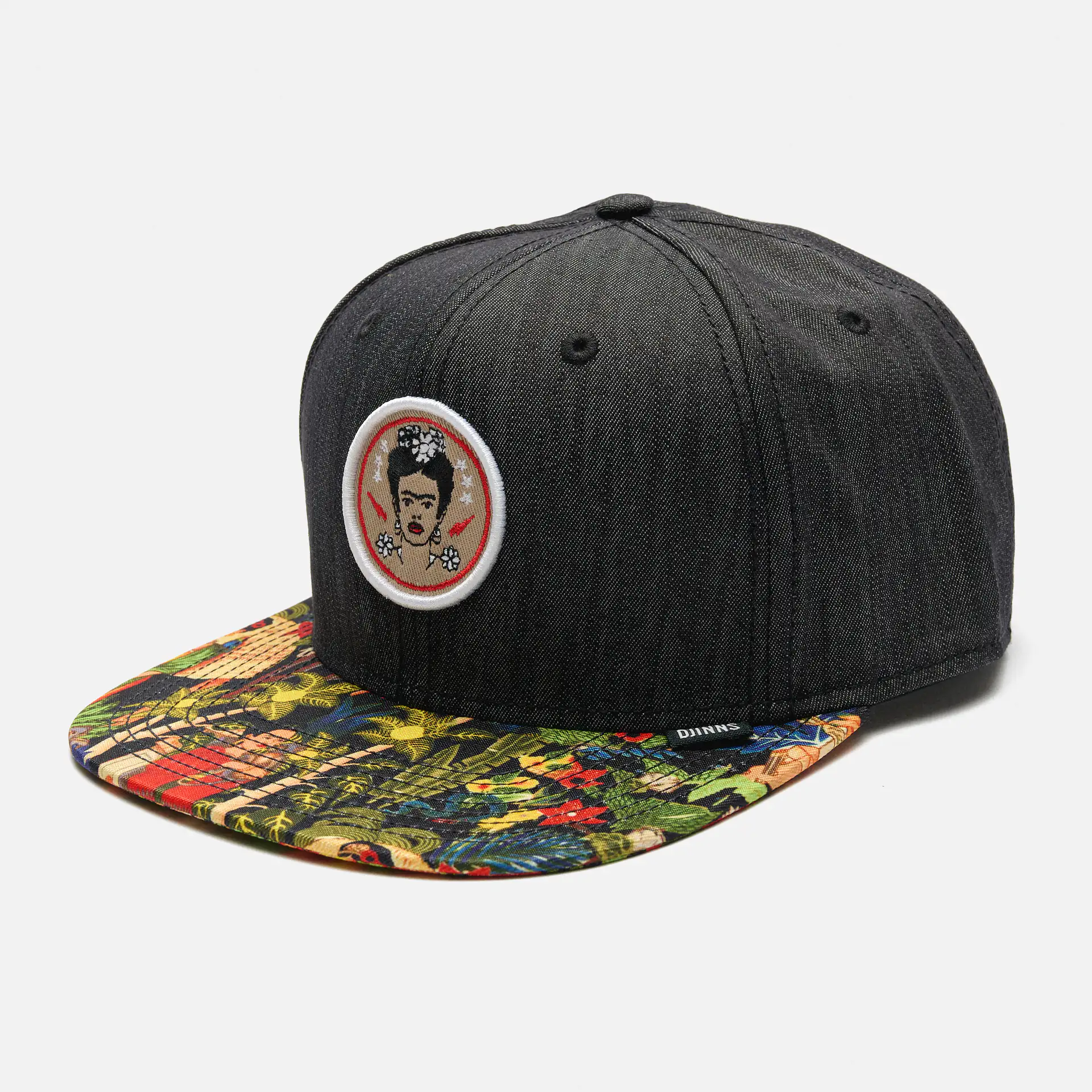 DJINNS 6 Panel Snapback Cap Frida Linen Rev. Black