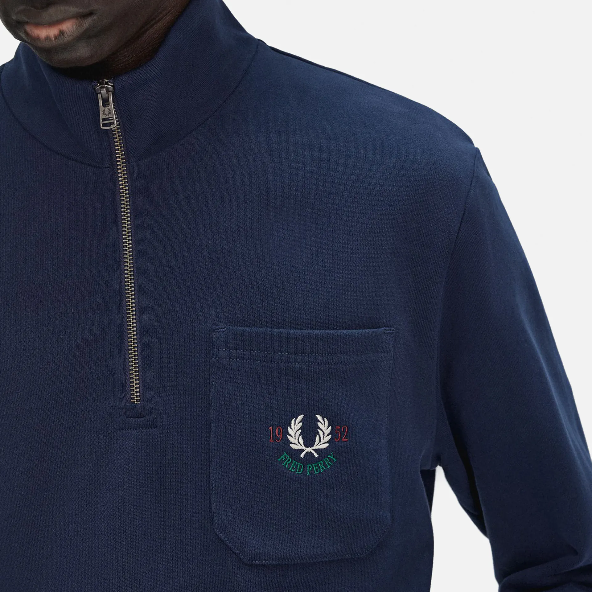 Fred Perry Embroidered Champion Half Zip Tennis Blue