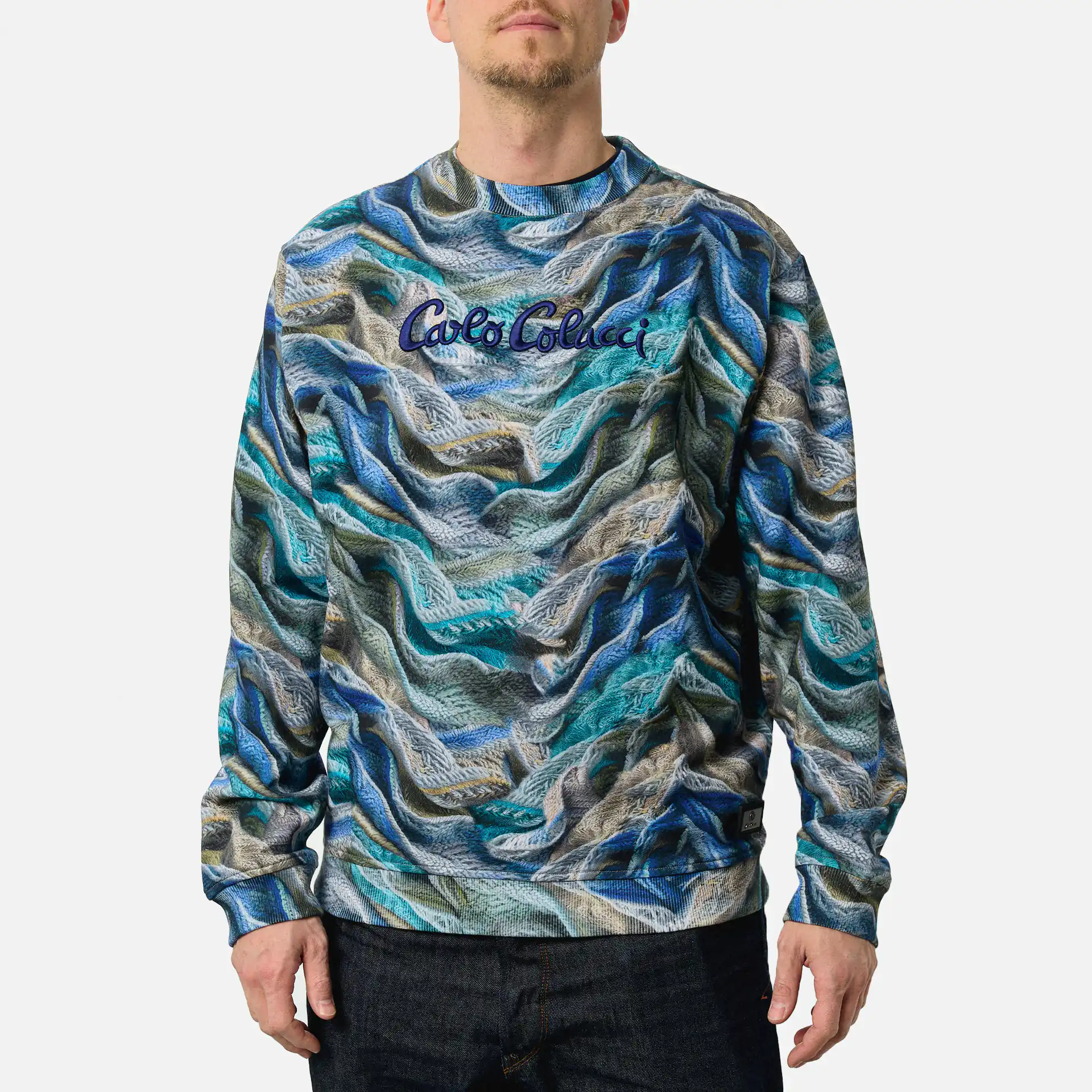 Carlo Colucci Artificial Knit Sweatshirt Navy Multi