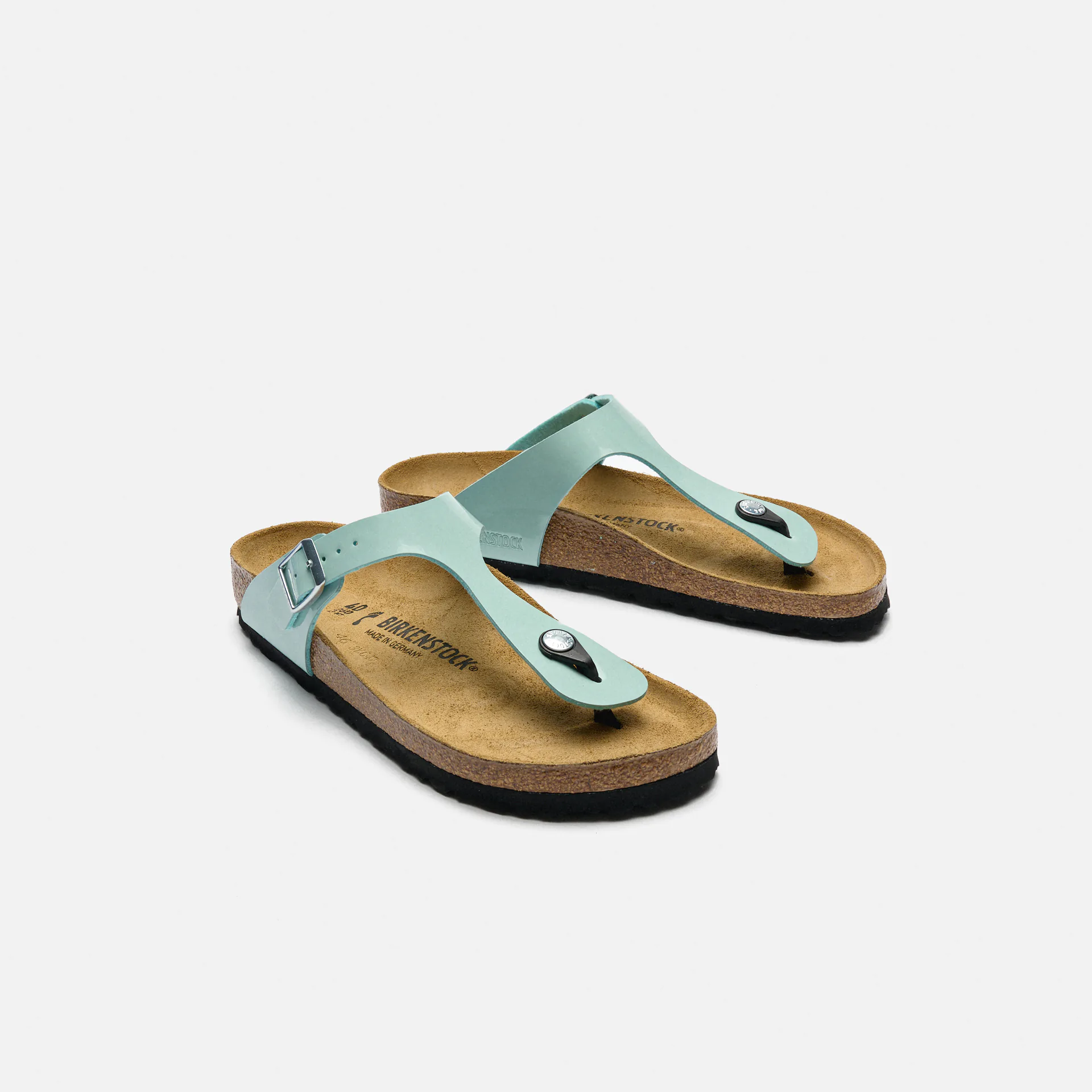 Birkenstock Gizeh Birko-Flor Narrow Sandals Patent Surf Green