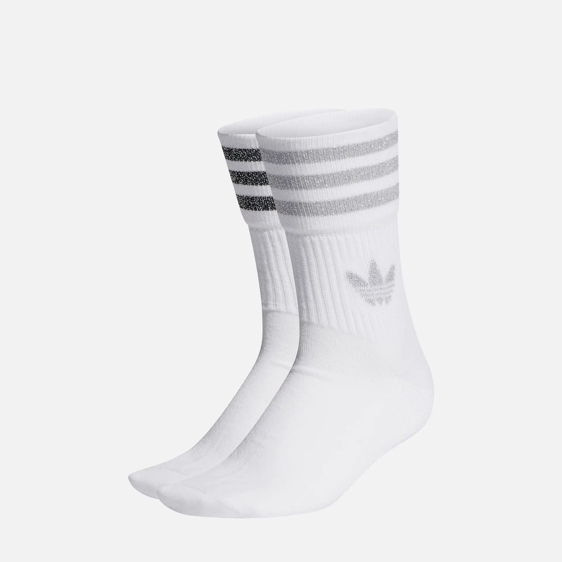 adidas Mid-Cut Glitter Crew Socks White/Grey Two/Black 2Pack