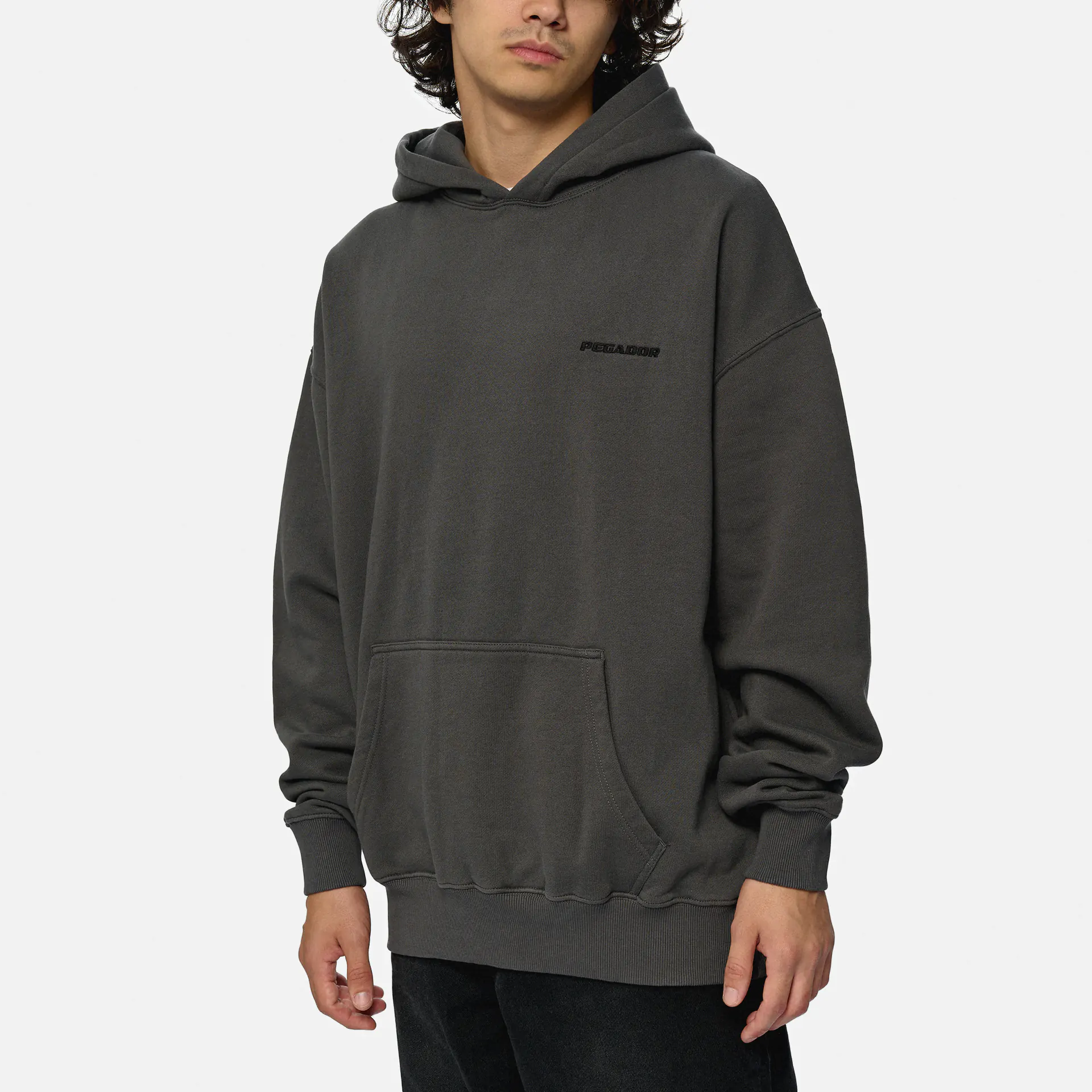 PEGADOR Logo Oversized Hoodie Washed Anthracite