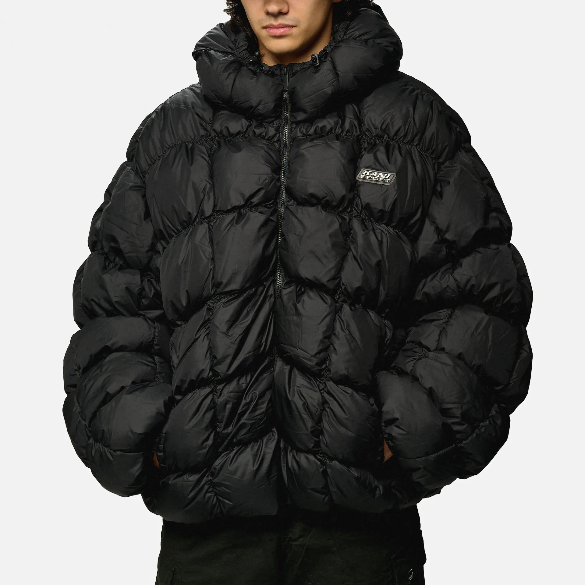 Karl Kani Sport Patch Square Quilted Puffer Jacket Black