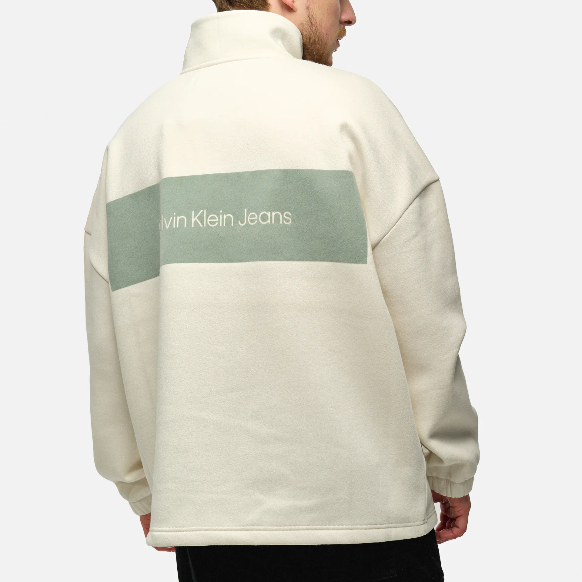 Calvin Klein Jeans Colorblock Half Zip Hoodie Ivory