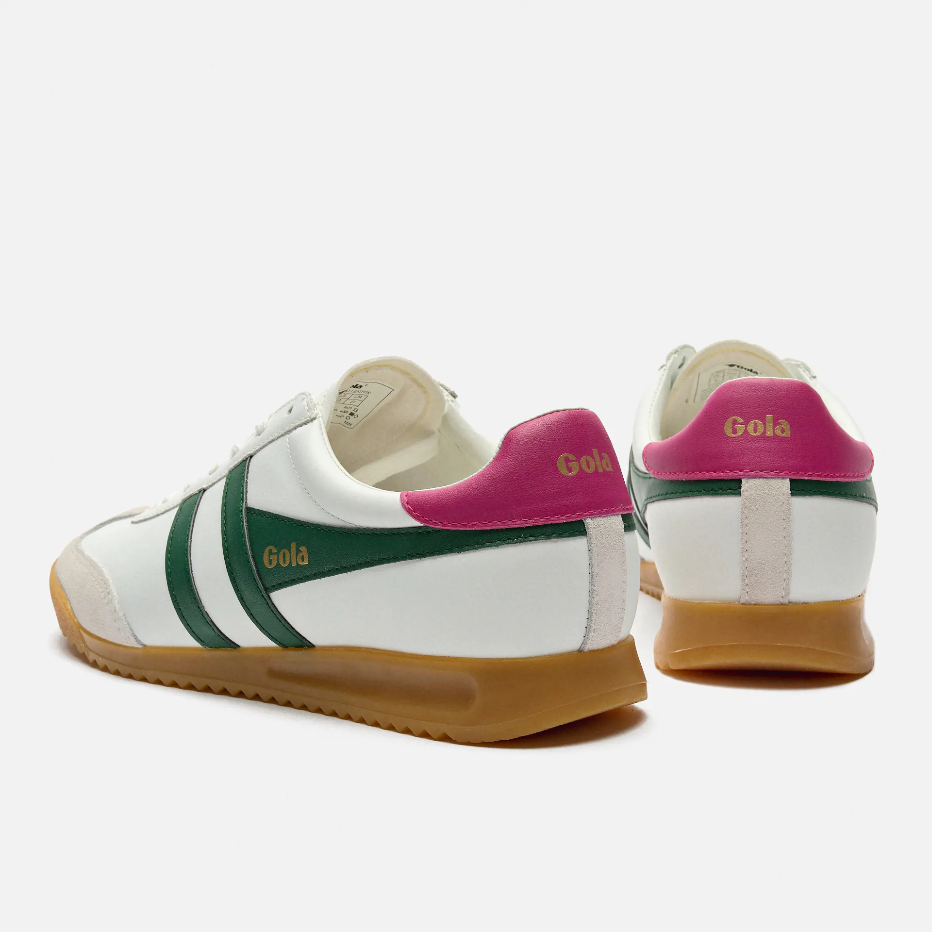 Gola Torpedo Leather Sneaker White/Evergreen/Fuchsia