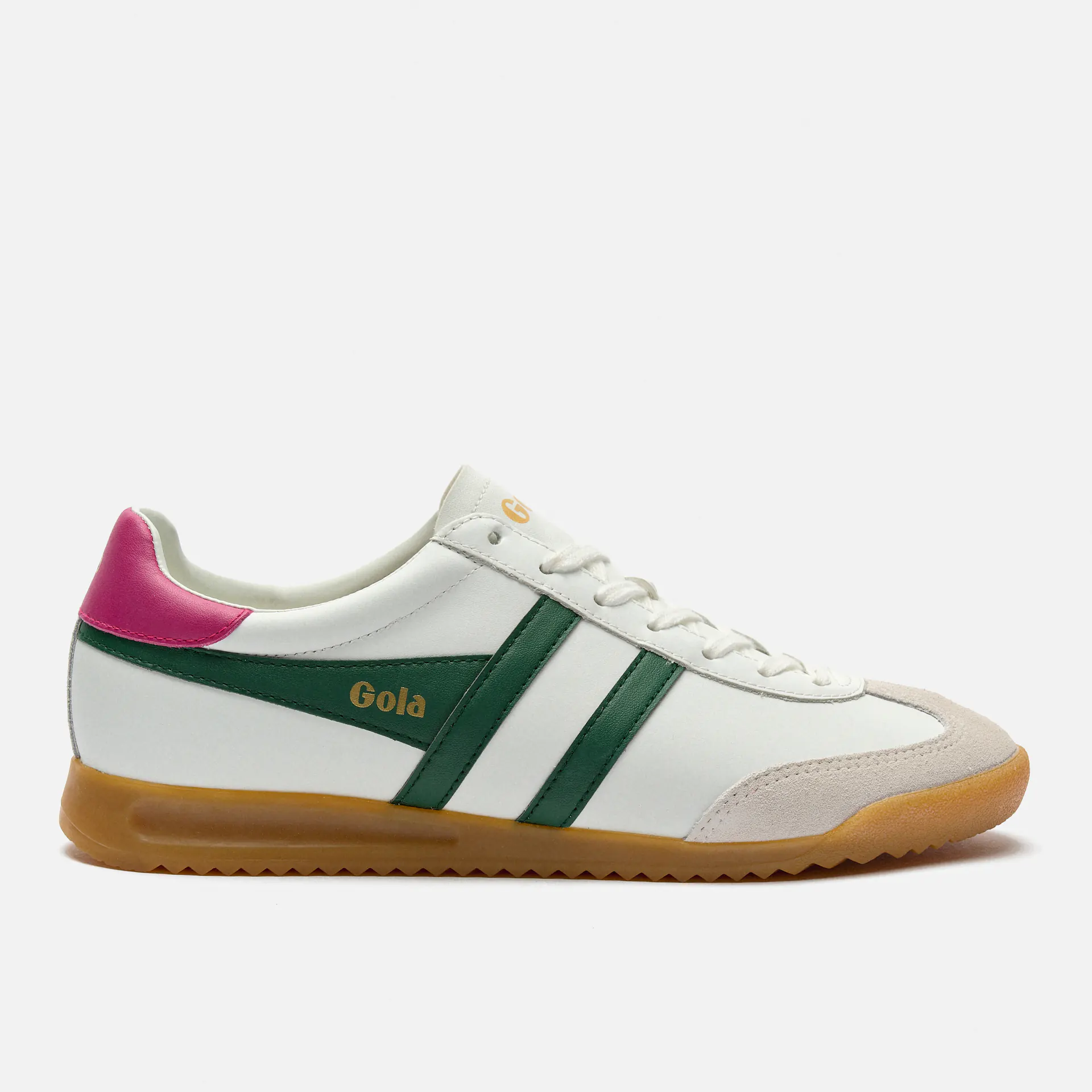 Gola Torpedo Leather Sneaker White/Evergreen/Fuchsia