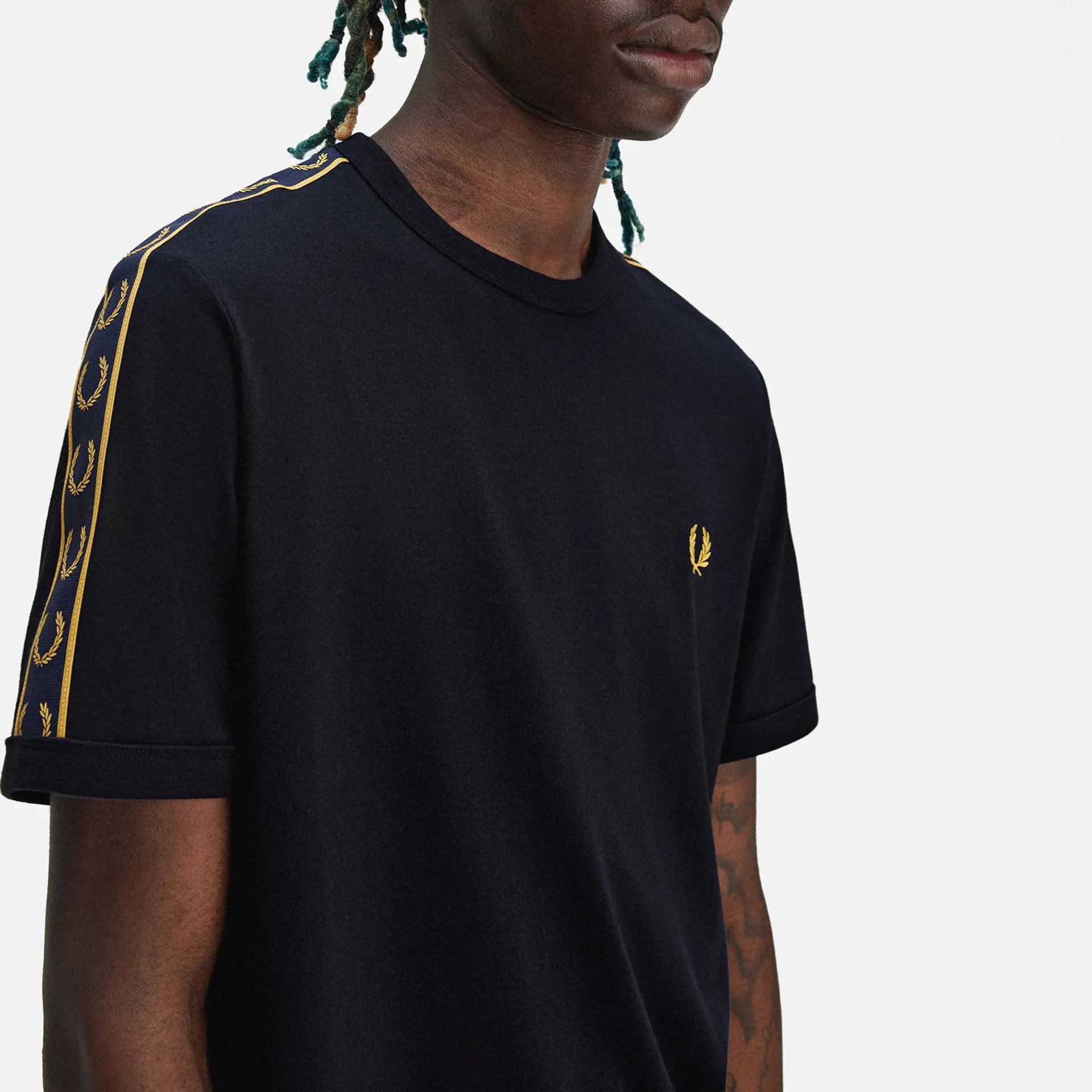 Fred Perry Contrast Tape Ringer T-Shirt Navy/Honeycomb