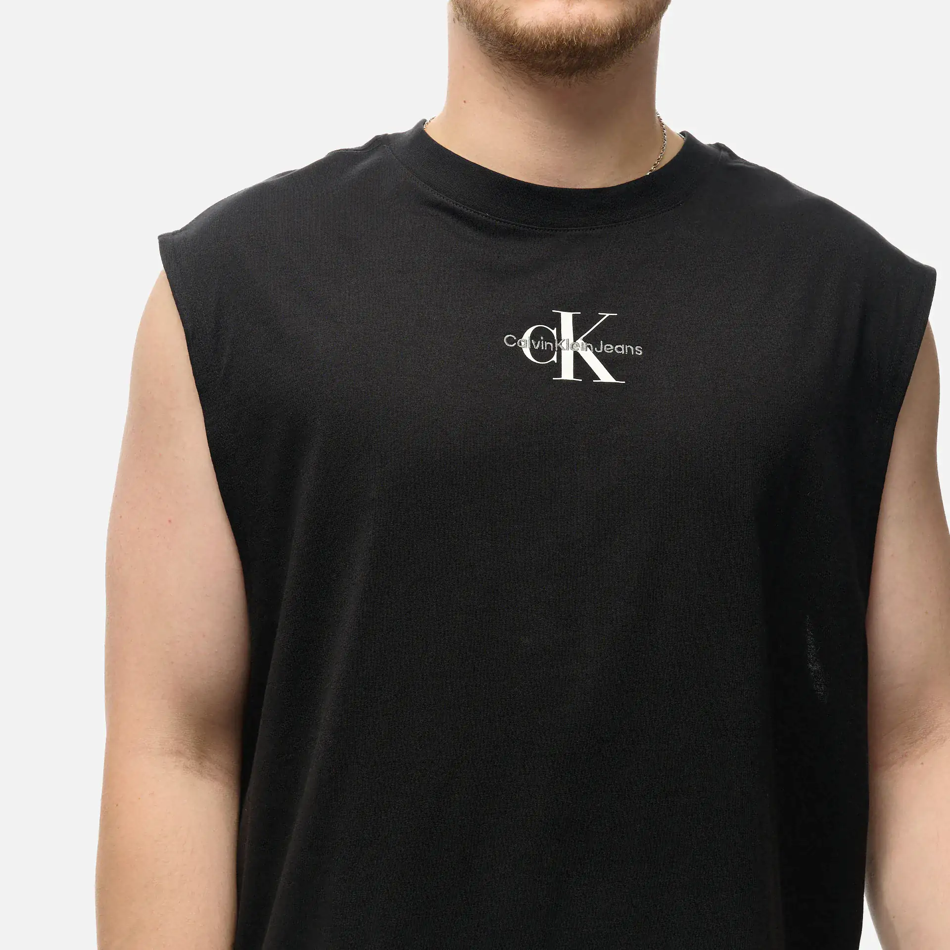 Calvin Klein Jeans Monologo Sleeveless T-Shirt Black