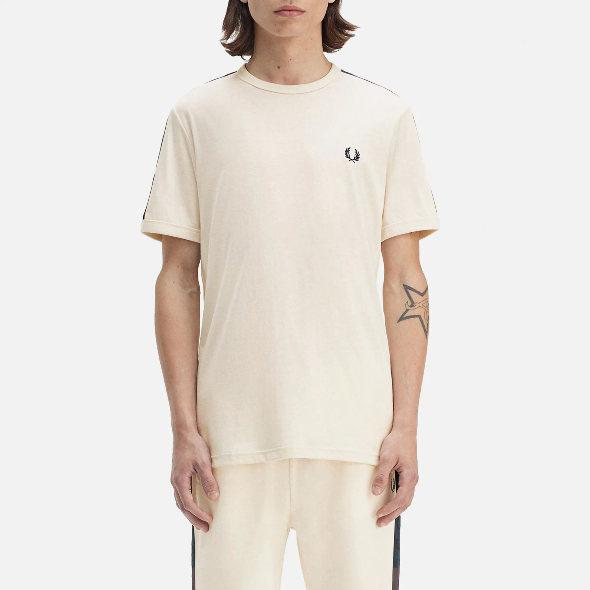 Fred Perry Contrast Tape Ringer T-Shirt Ecru