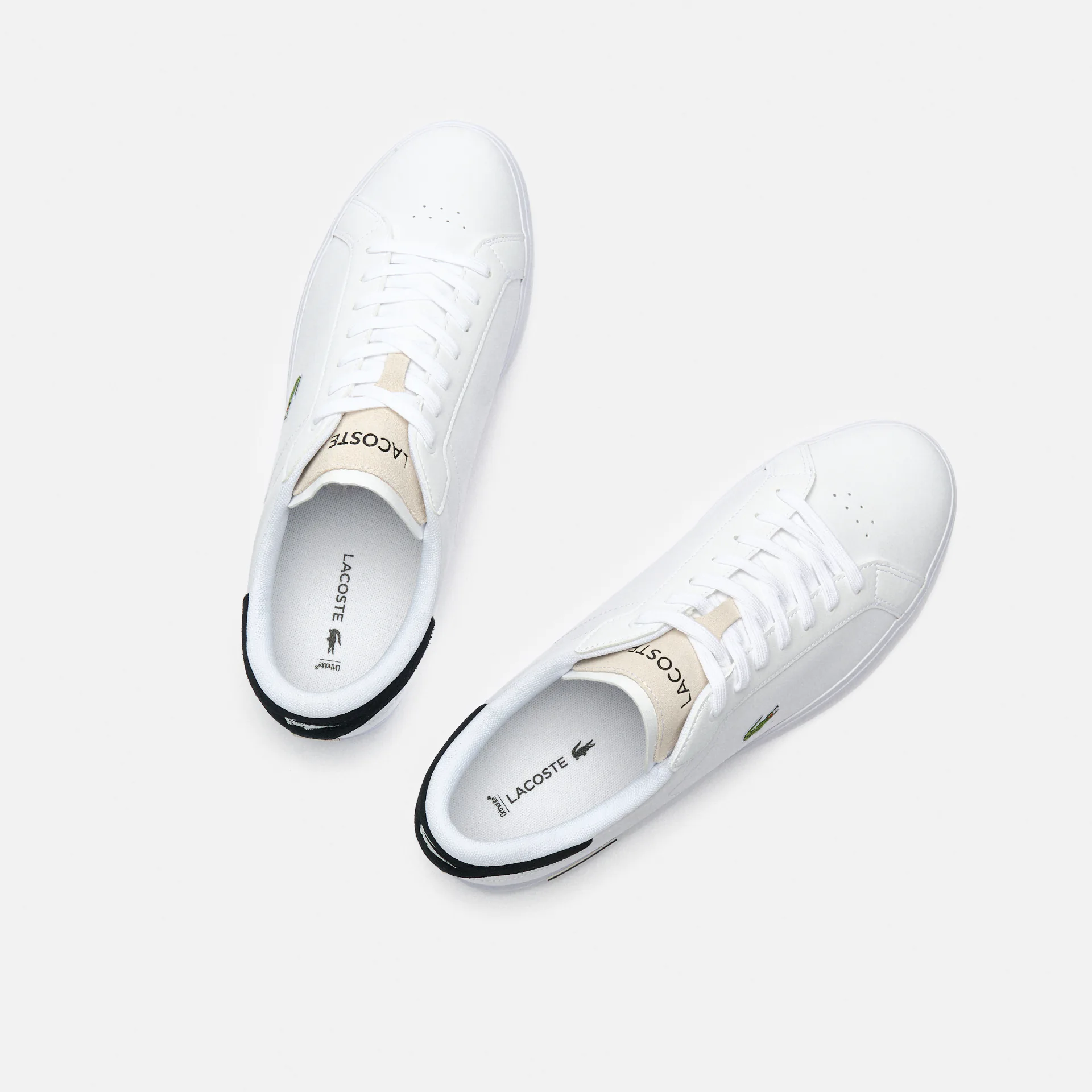 Lacoste Powercourt Logo Tongue Leather Sneaker White/Black