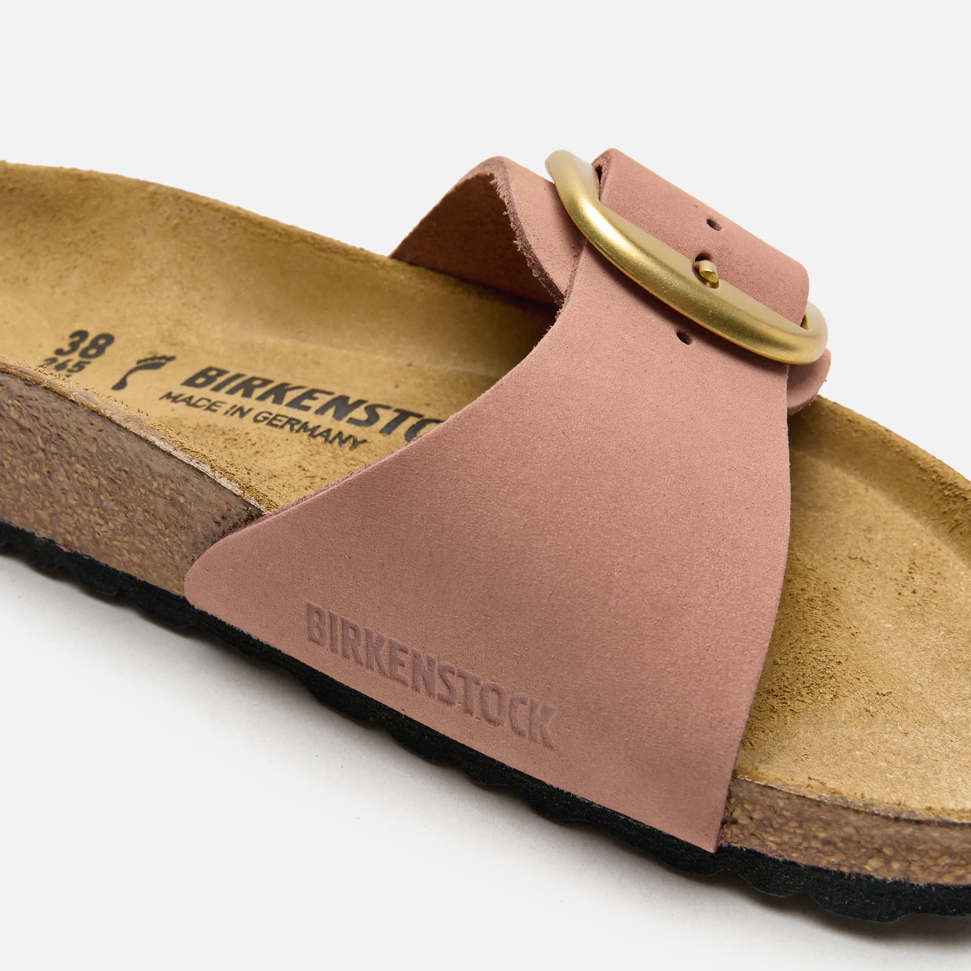 Birkenstock Madrid Big Buckle Natural Leather Nubuk Narrow Sandals Old Rose