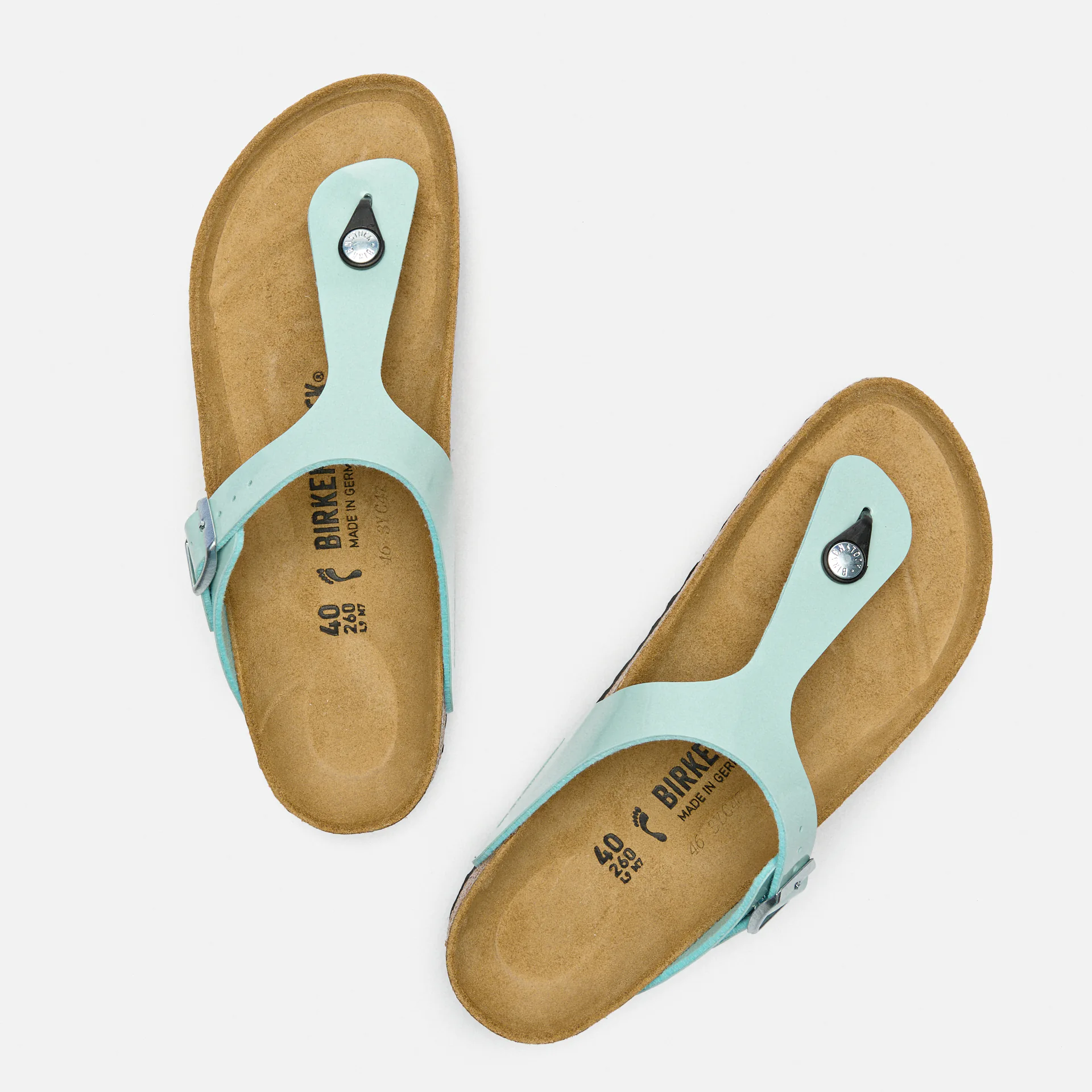 Birkenstock Gizeh Birko-Flor Narrow Sandals Patent Surf Green