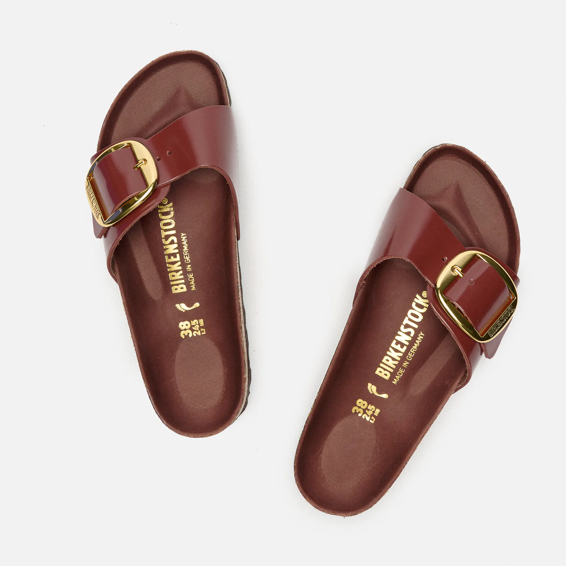 Birkenstock Madrid Big Buckle Sandals Narrow High Shine Chocolate